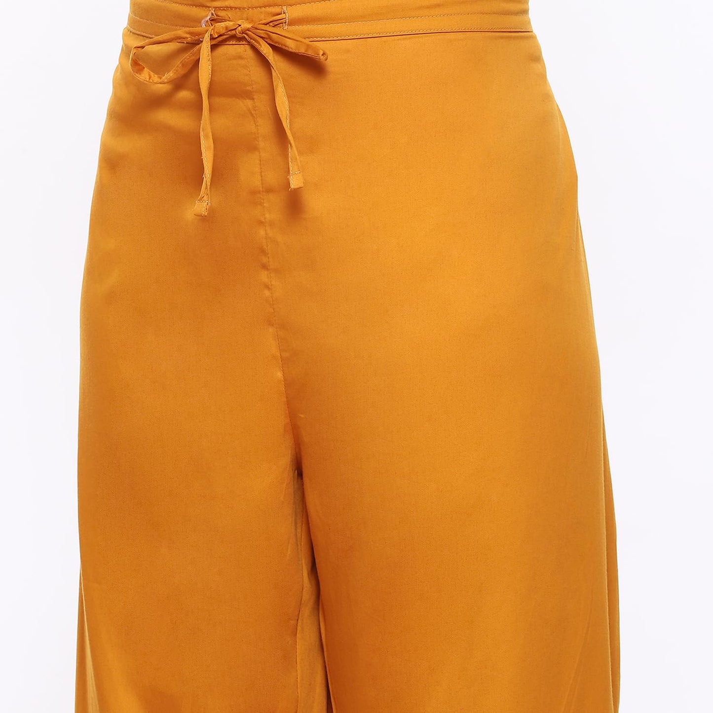 BIBA Women's Polyester Blend Kurta Palazzo Suit Set Yellow M