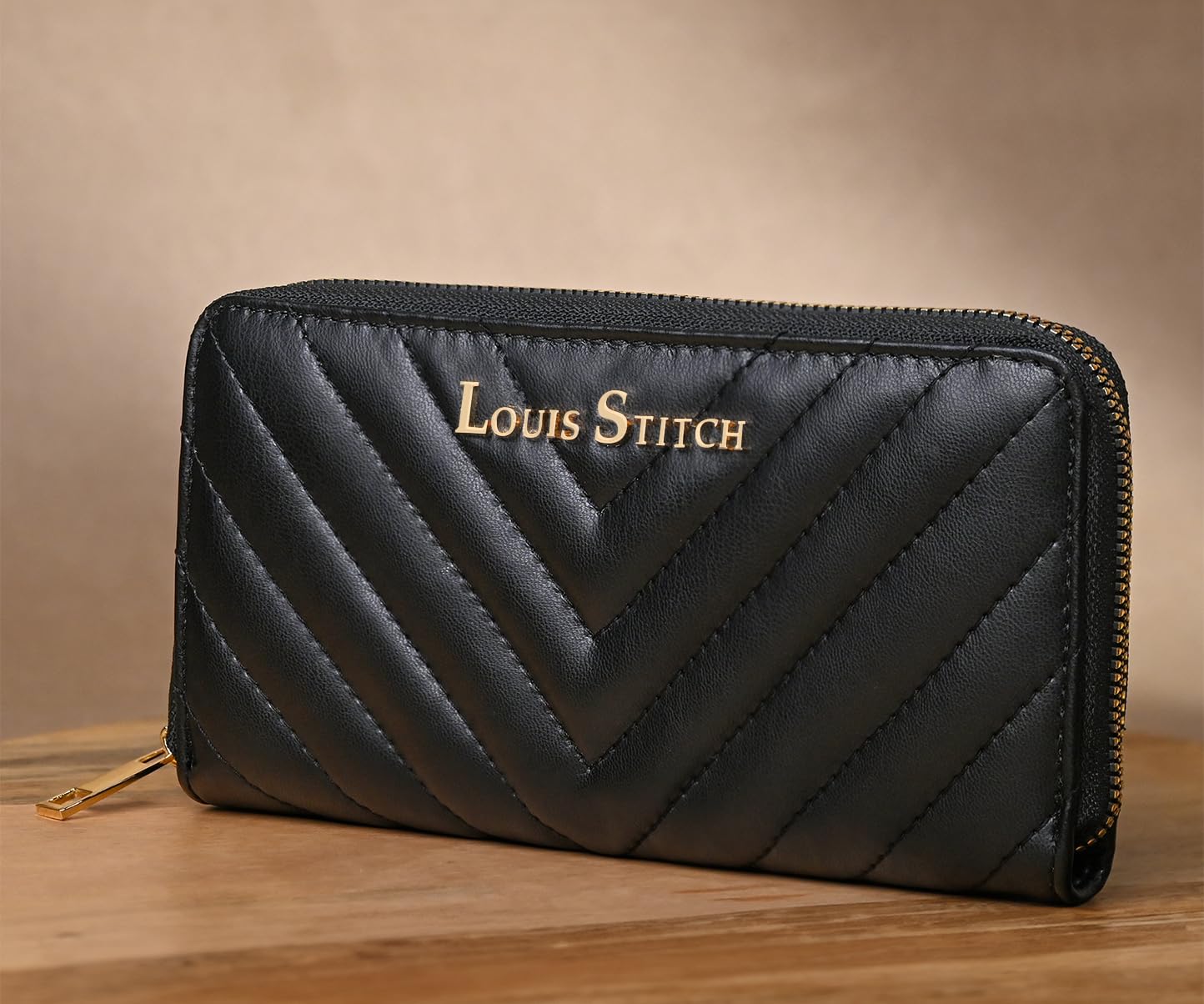 LOUIS STITCH Stylish Black Zipper Purse, for Women | Multi Pocket Ladies Clutch Hand Purse, LS-LDB-WL110-CLSTCUJB-100