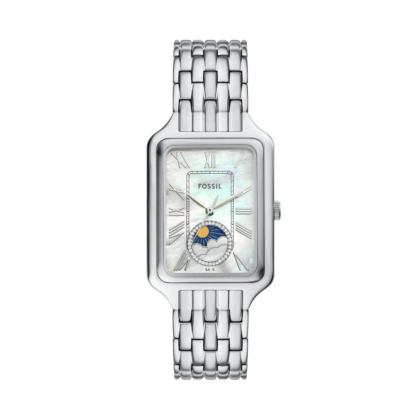 Fossil Womens Raquel Silver Quartz Stainless Steel White Dial Analog Watch ES5400
