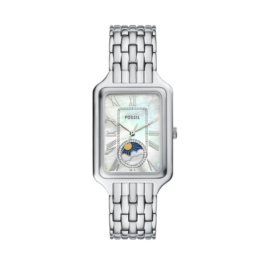 Fossil Womens Raquel Silver Quartz Stainless Steel White Dial Analog Watch ES5400