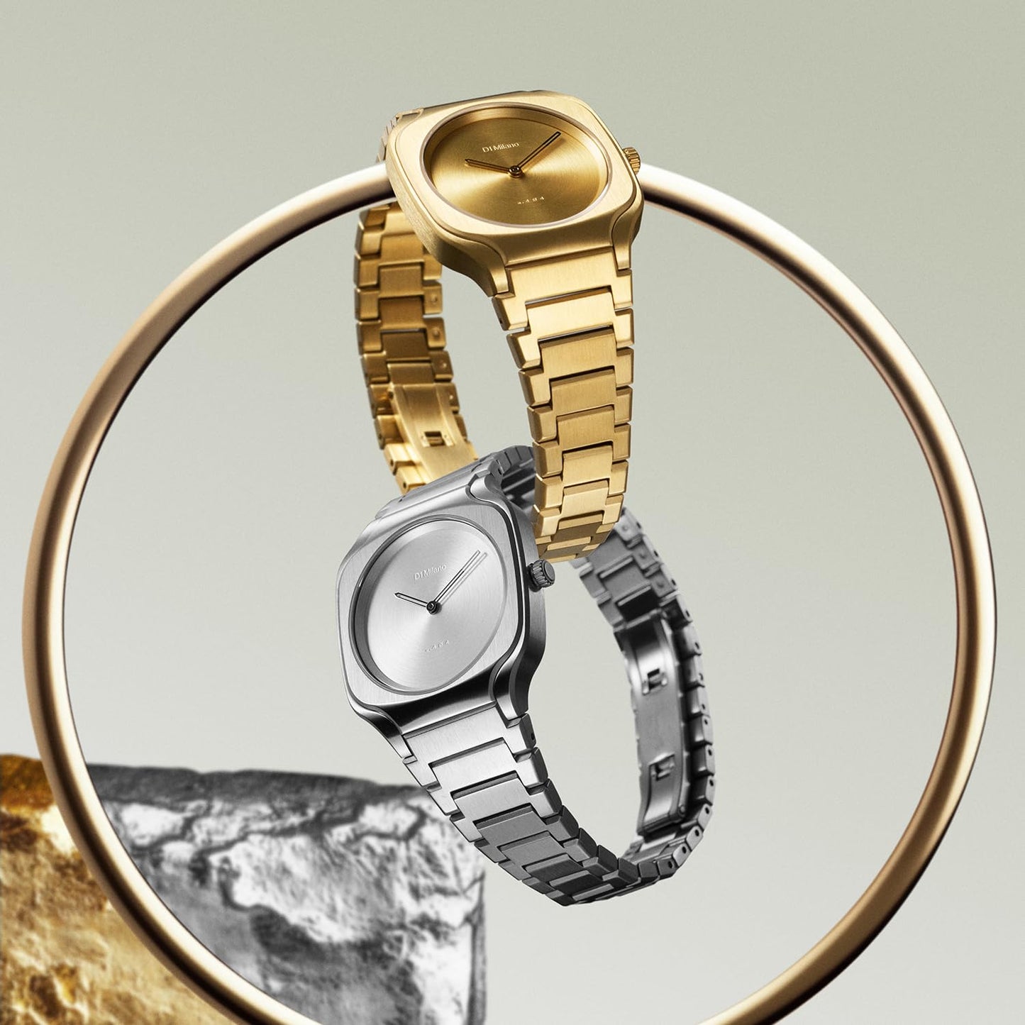 D1 Milano Square Quartz Gold Dial Analog Watch for - Women SQBL03