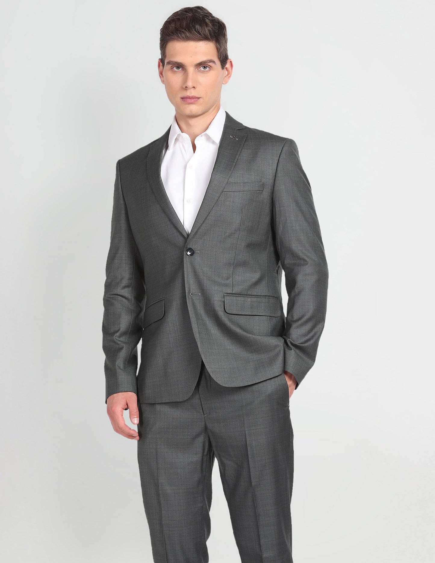 Arrow Men's Cotton Single Breasted Business Suit Pants Set (ARAGSU5592_Green