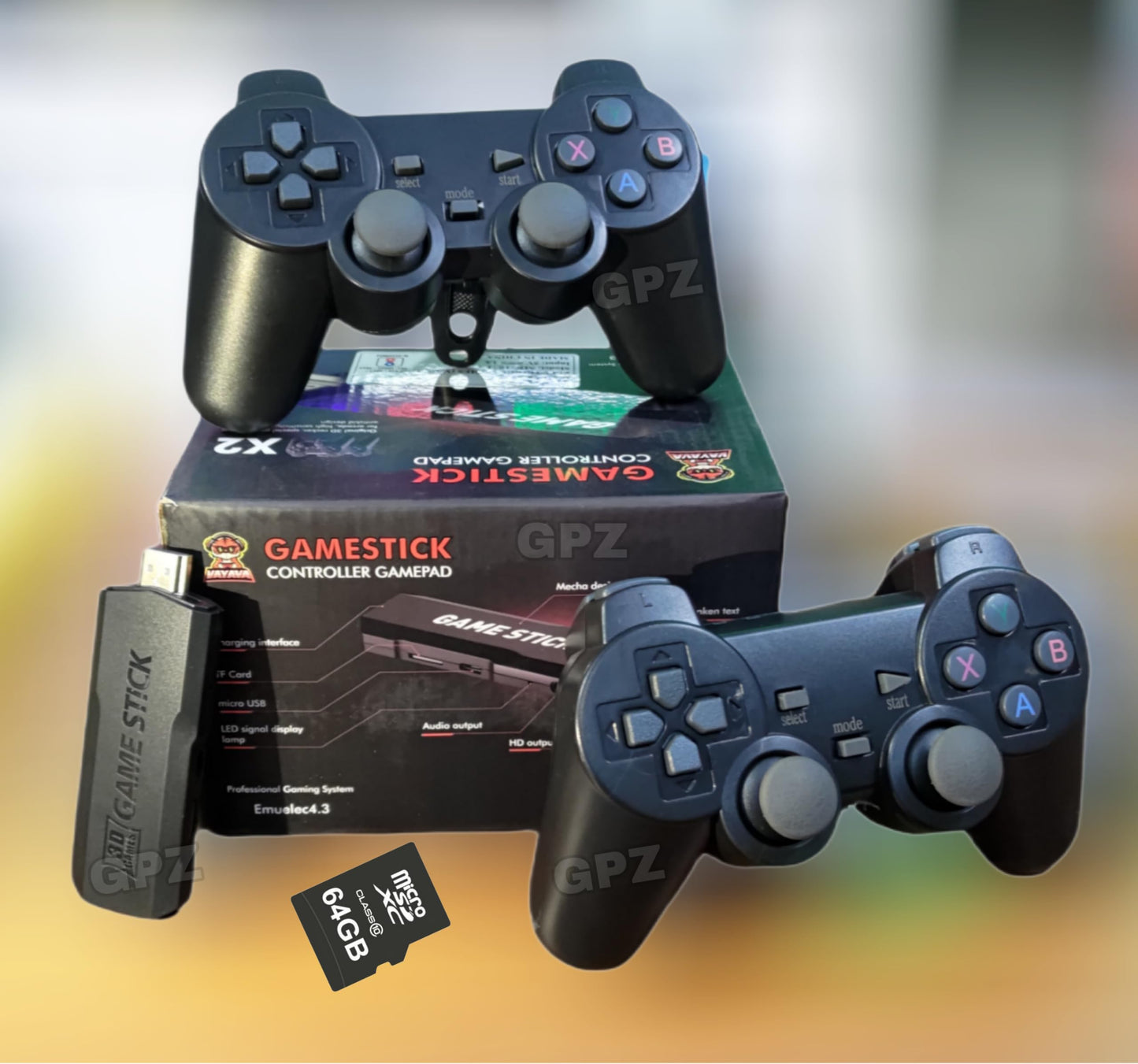 (GPZ) Pro Gaming Console Stick GD10 37000+ Inbuilt Games Retro Classic 3D 4K Full HD With 2 Wireless Gamepad Plug & Play Video Game 64Gb