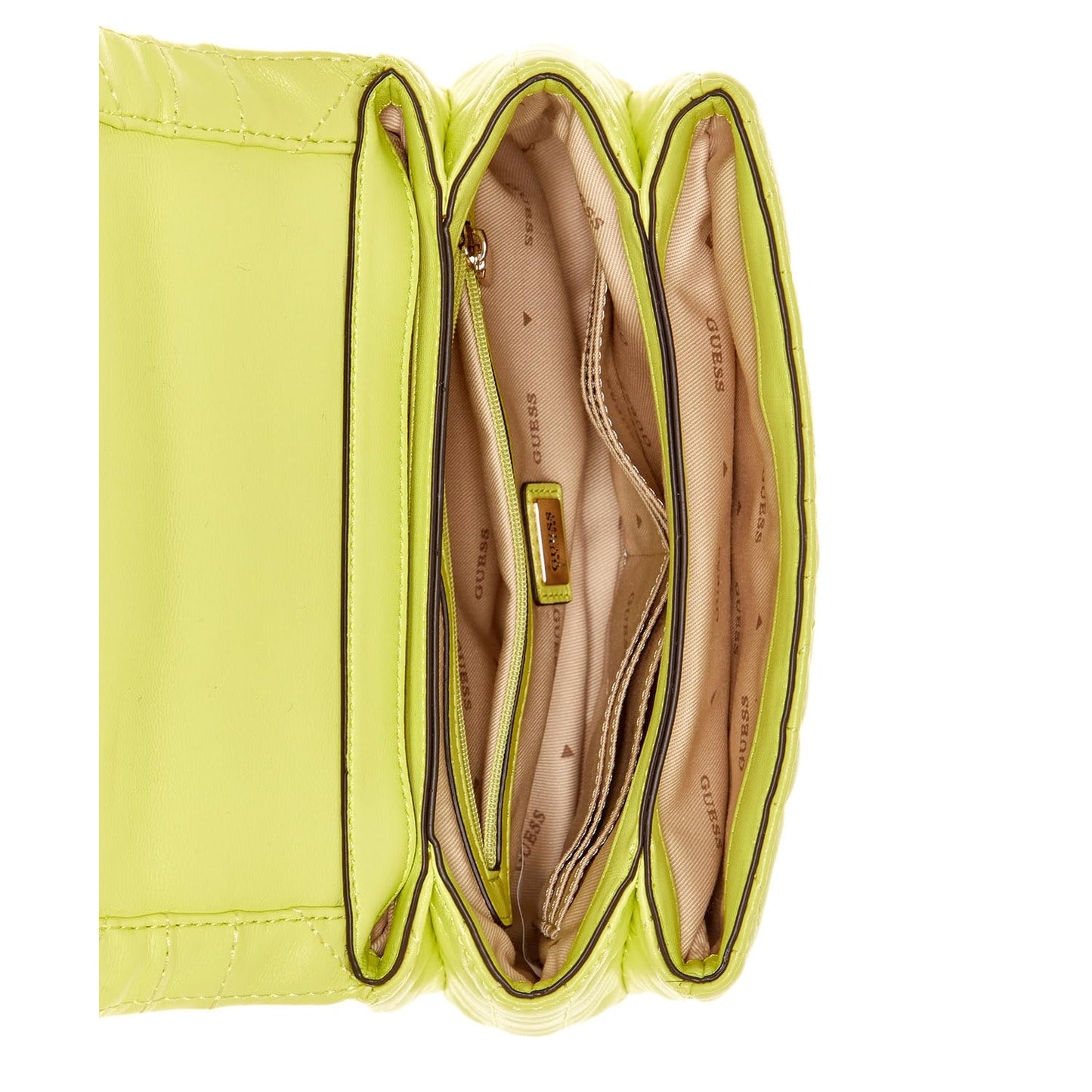 GUESS Women's Lime Green Quilted Shoulder Bag| Ladies Purse Handbags | Gift For Ladies