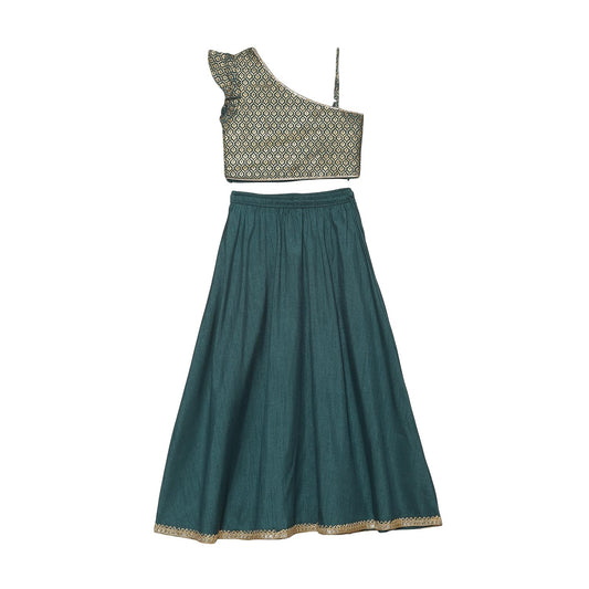 BIBA GIRL PRINTED STRAIGHT KID(KW5053E_TEAL_13)