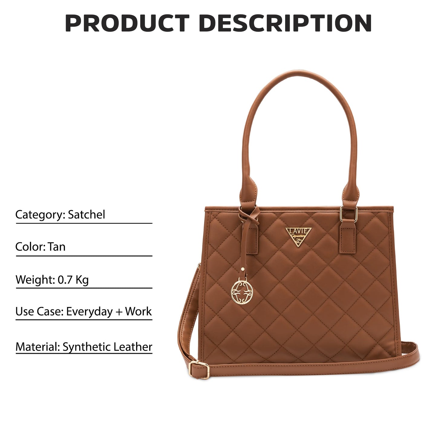 Lavie Signature Women's California Satchel Handbag for Women | Satchel Bag for Work | Ladies purse | Stylish Shoulder Bag | Gift For Women