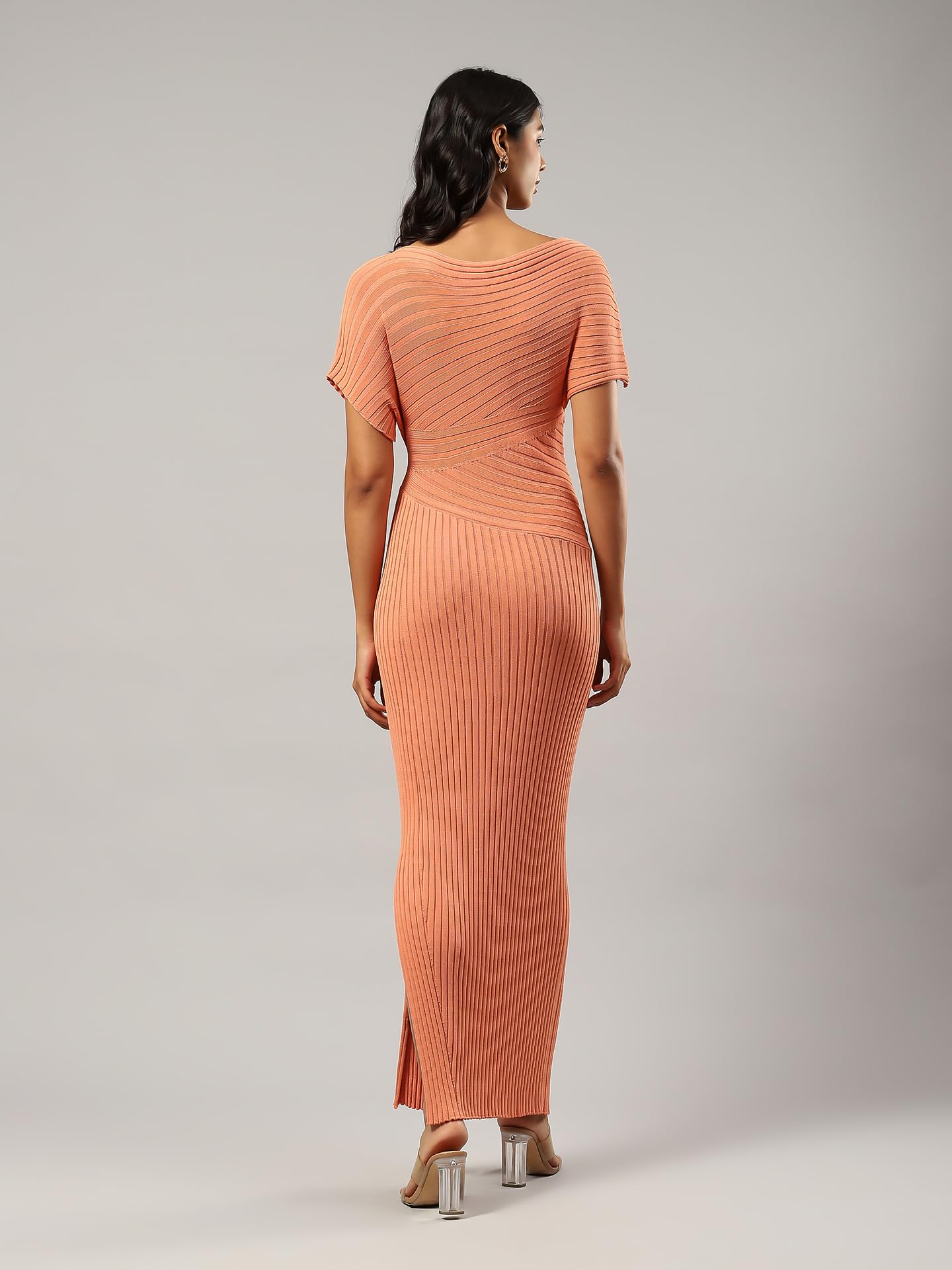 Label RITU KUMAR Brown Knitted Solid Dress