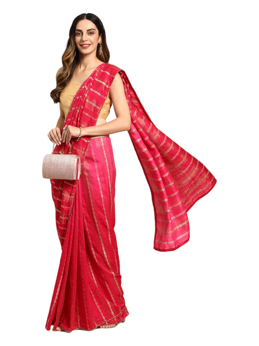 MOHEY Rani Art Silk Zari Weaved Saree for Women