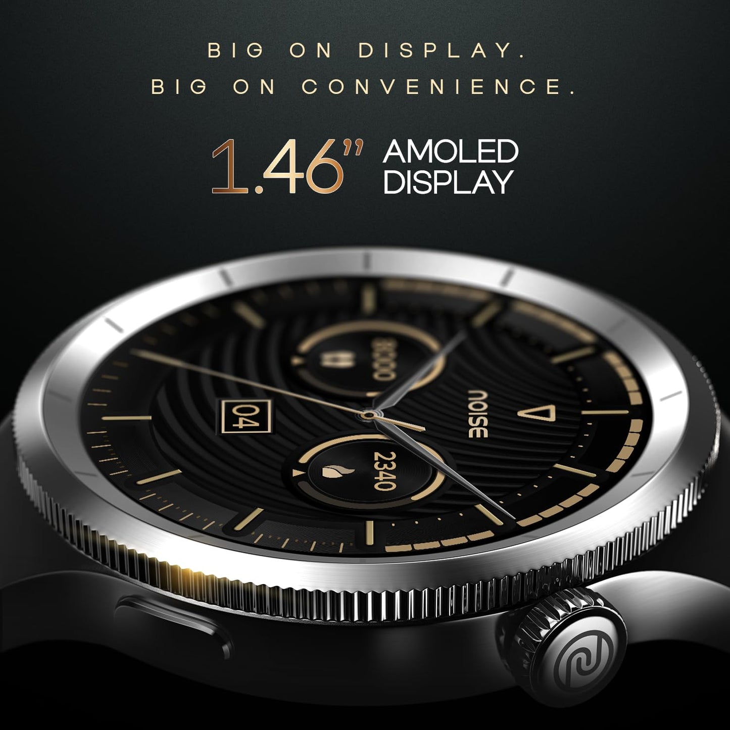 Noise Halo 2 MOD Smart Watch with Swappable Bezel Editions (Classic, Statement), 1.46" AMOLED, Smart Island, BT Calling, Metallic Build, Health Suite, Upto 7 Days Battery (Elite Black)