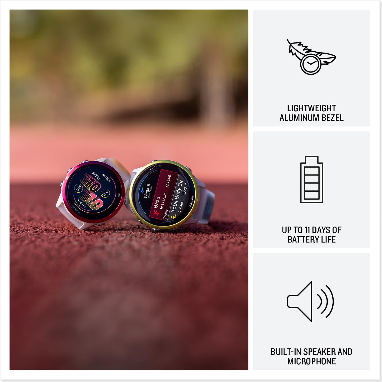 Garmin® Forerunner® 570, 47mm, Advanced GPS Running and Triathlon Smartwatch, AMOLED Display, Training and Recovery Features, Amp Yellow Aluminum with Translucent Whitestone/Turquoise Band