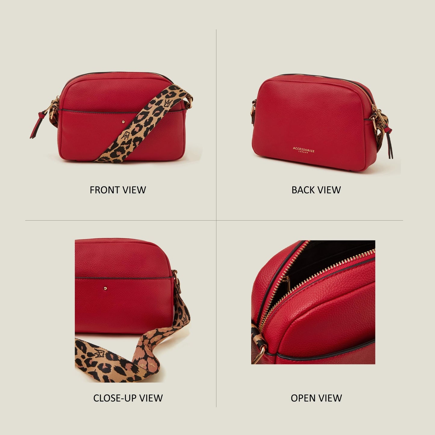 Accessorize London Women's Red Curved Camera Sling Bag | Ladies Purse Handbag | crossbody bags for women| Ladies Gift