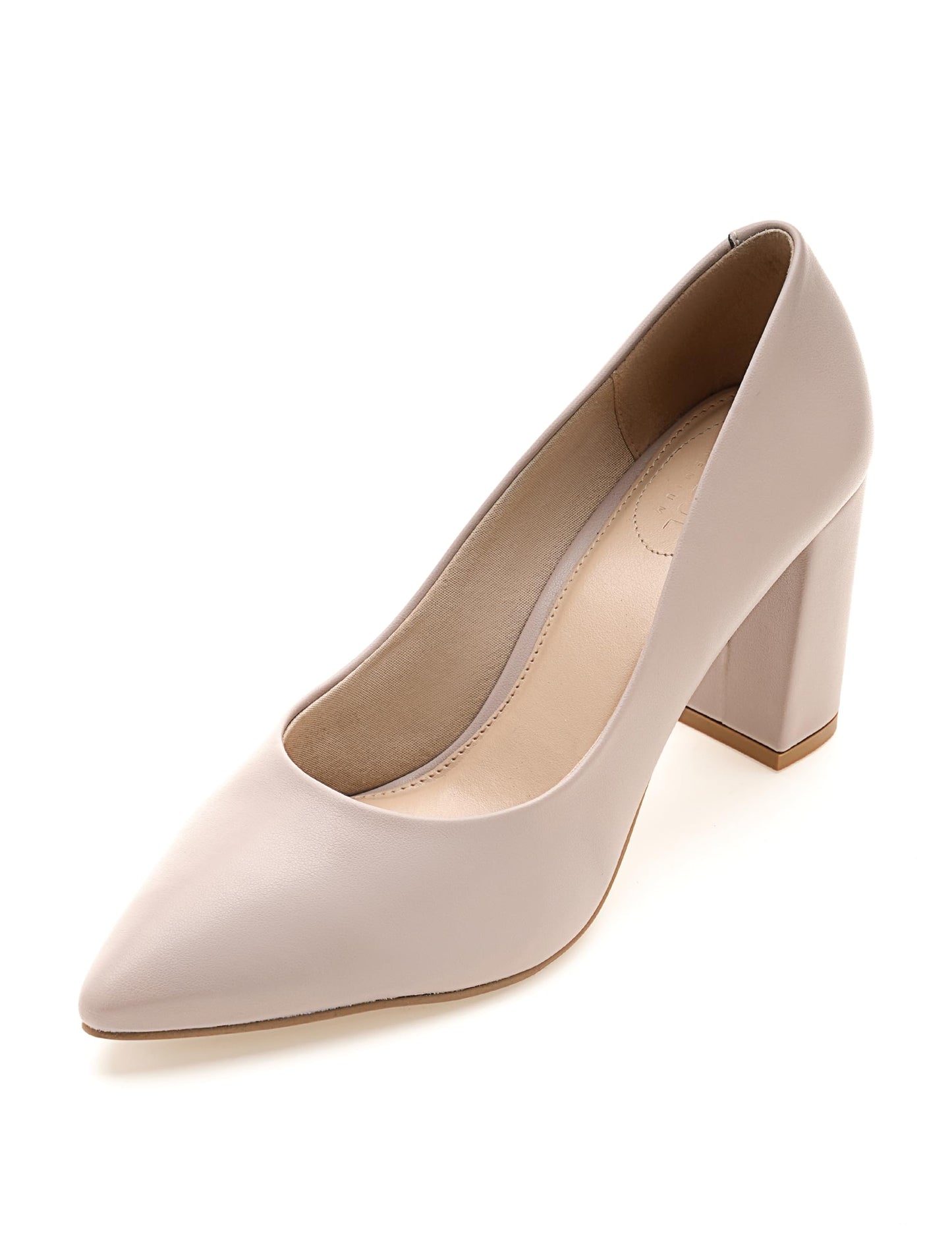 Symbol Premium Women's Block Heel Fawn Pumps_5 UK (AZ-SPW-FTW-PU03)