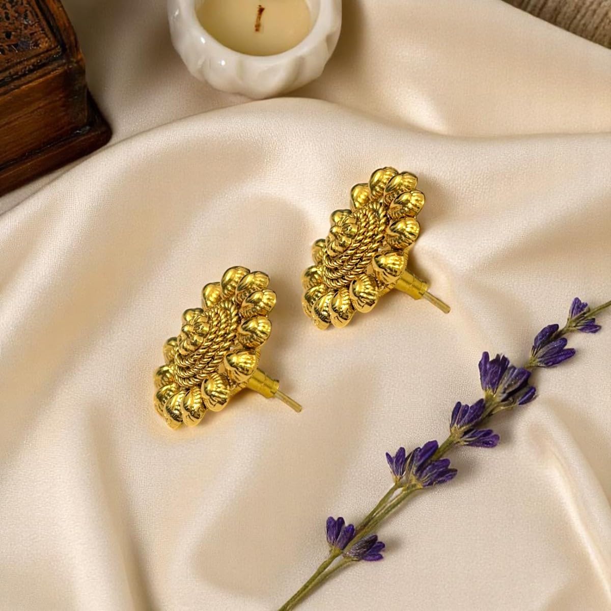 ACCESSHER Traditional Gold Plated Choker Necklace Set with Floral Design Earrings | Wedding & Special Occasions Jewellery Set | Accessories for Women & Girls