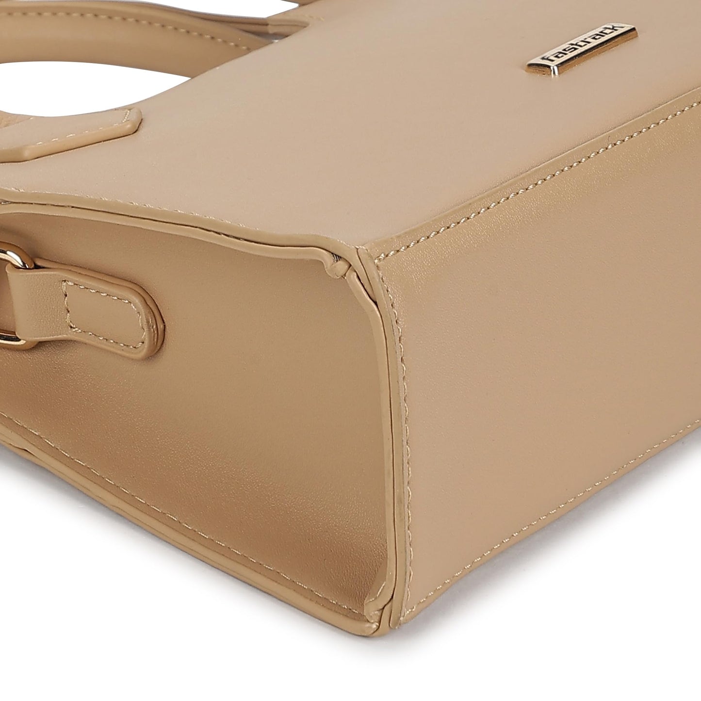 Fastrack Solid Handheld Bag For Women, Girls and Ladies | with Detachable Sling Strap | Ladies Purse Handbag | Trendy Handbags | Dual Carry Handbag, Beige