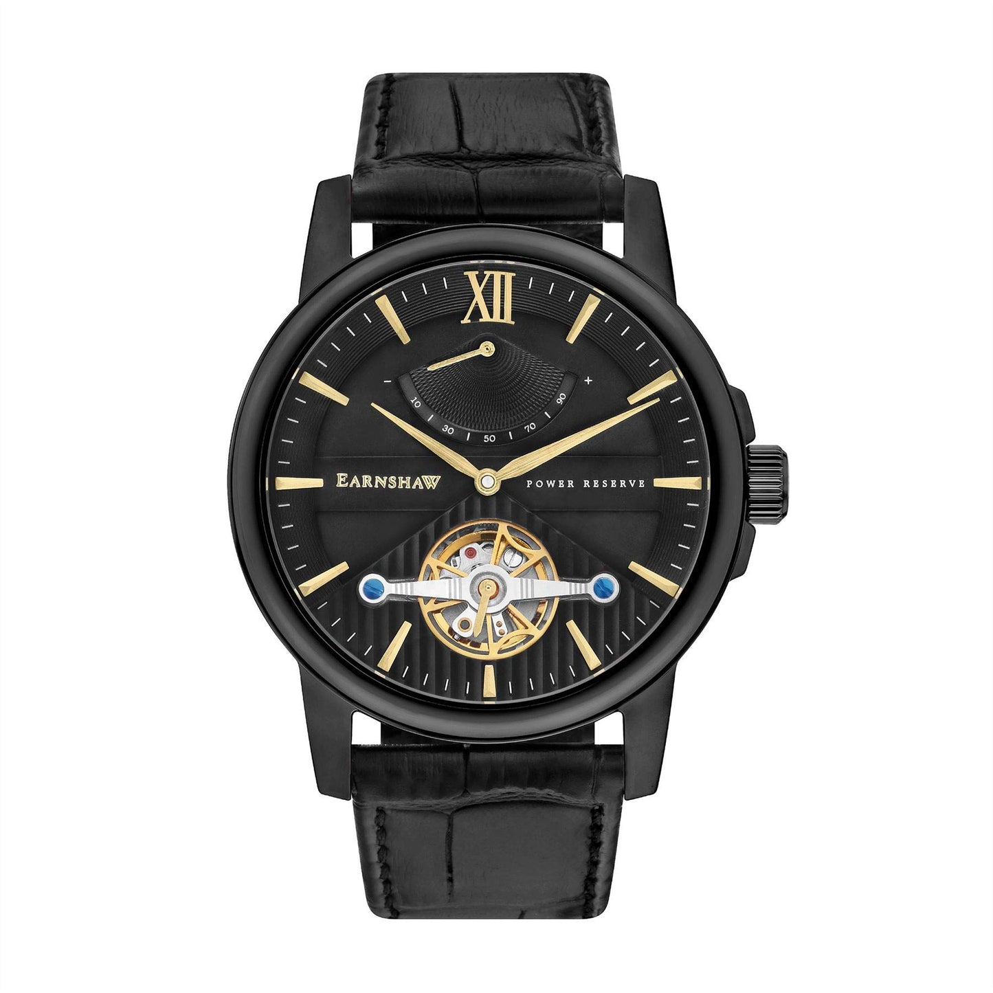 EARNSHAW Flinders Mechanical Black Round Dial Men's Watch - ES-8080-04