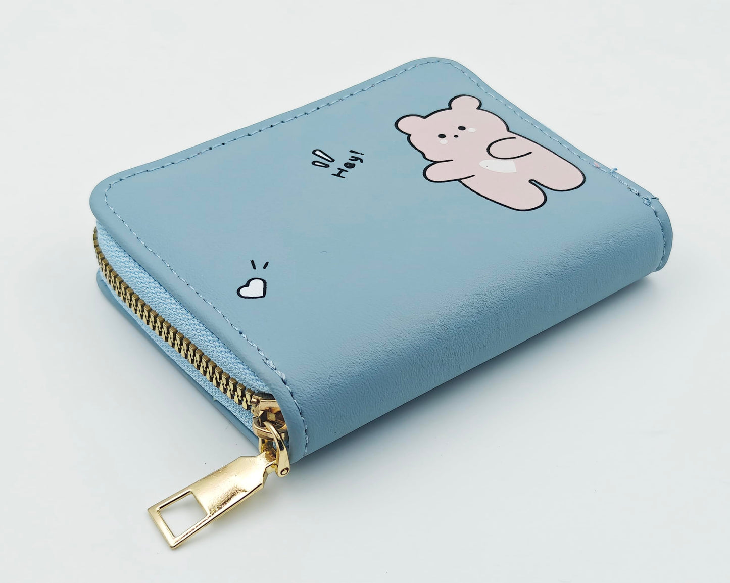 Women Small Wallet Wallets for Girls Credit Card Holder Coin Purse Zipper Small Secure Card Case Cute Wallets Mini Wallets for Women (Blue_Bear)