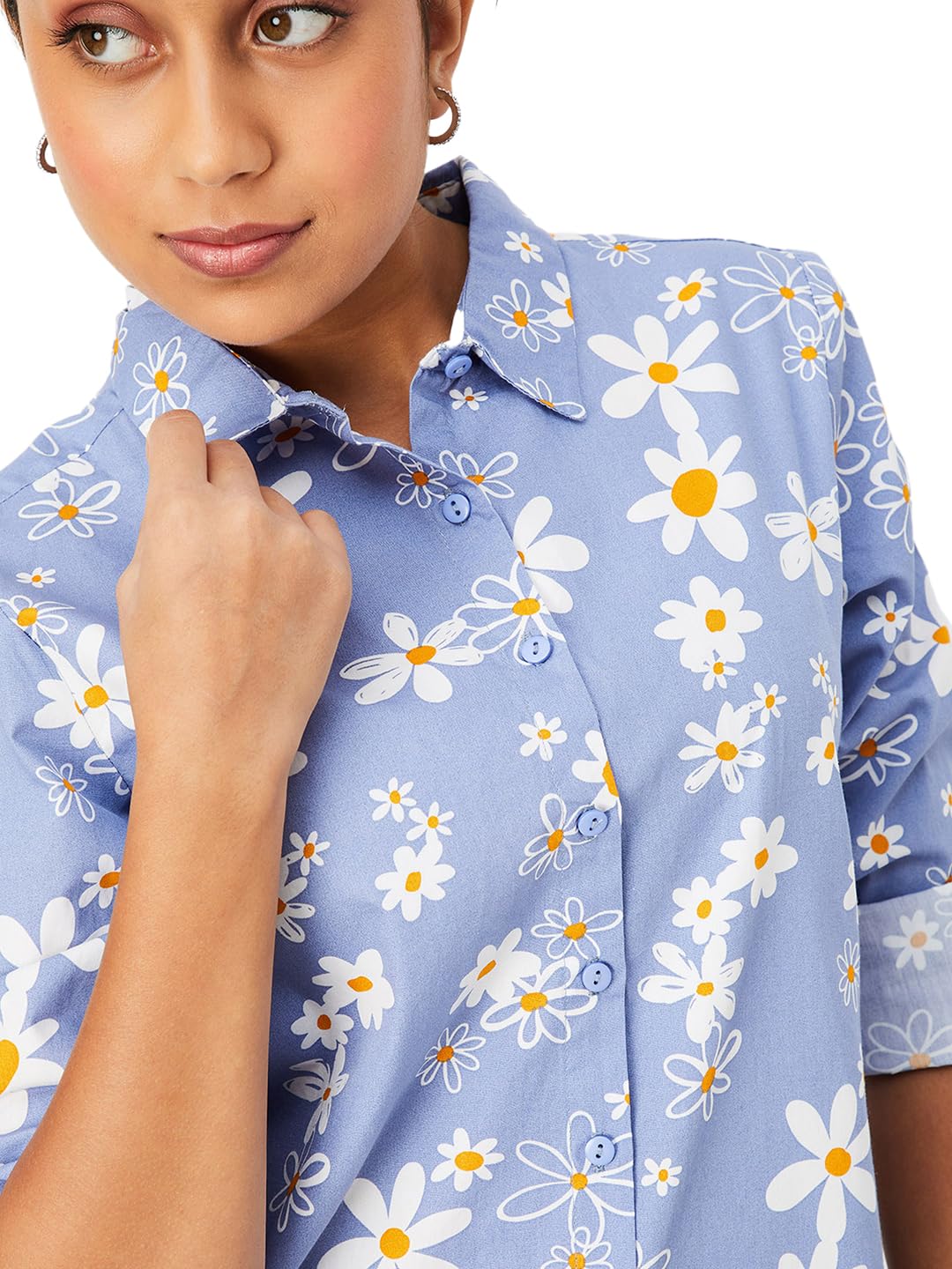 Max Girls Printed Casual Shirt (S24EWT03BLUE)_11-12Y
