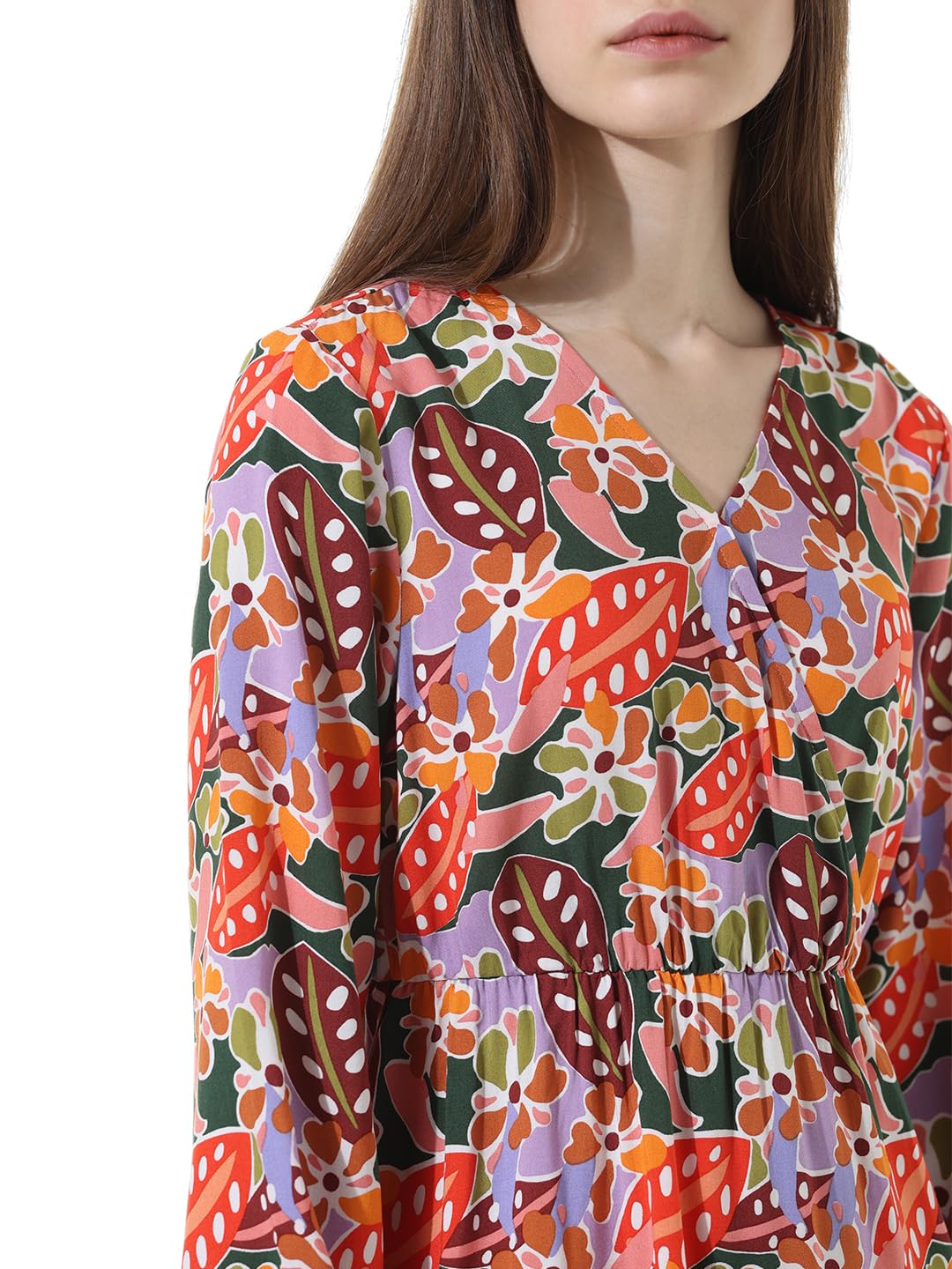 ONLY Women Printed Viscose Above Knee Pink A-line Dress