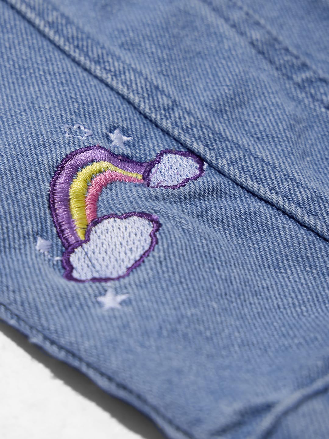 The Souled Store Originals : Magical Charm Denim Girls Long Sleeve Oversized Fit Cropped Denim Jackets