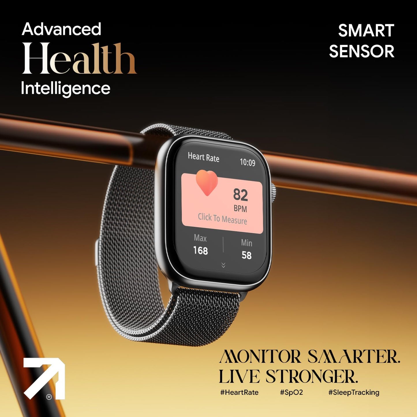 Fire-Boltt Ninja X Ring Smart Watch 1.96" Always On Display Bluetooth Calling, Voice Assistant, SpO2 & Heart Rate, 120+ Sports Modes, IP67 Waterproof Smartwatch for Men & Women - Silver Link