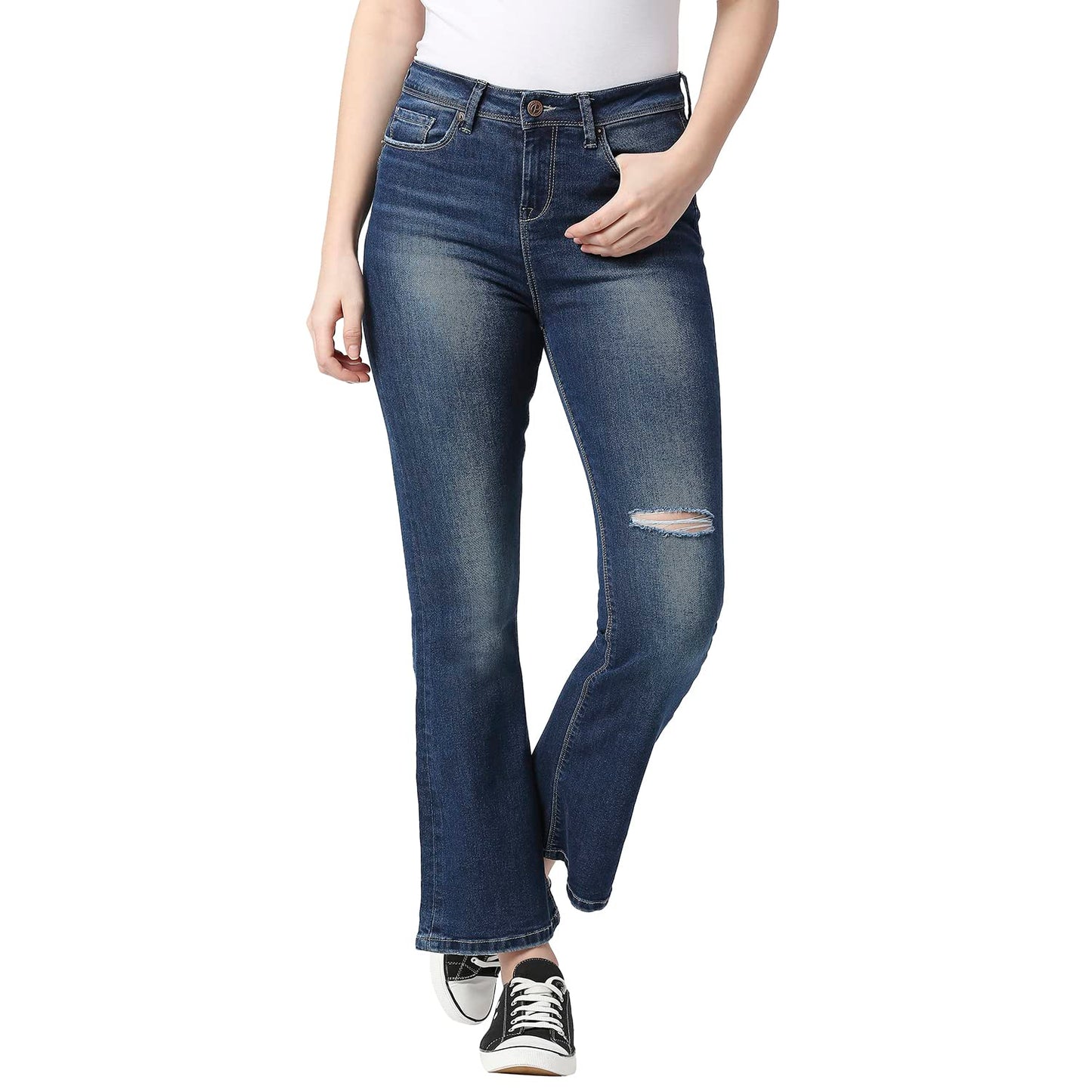 Pepe Jeans Women's High Rise Bootcut Fit Jeans Dark Used