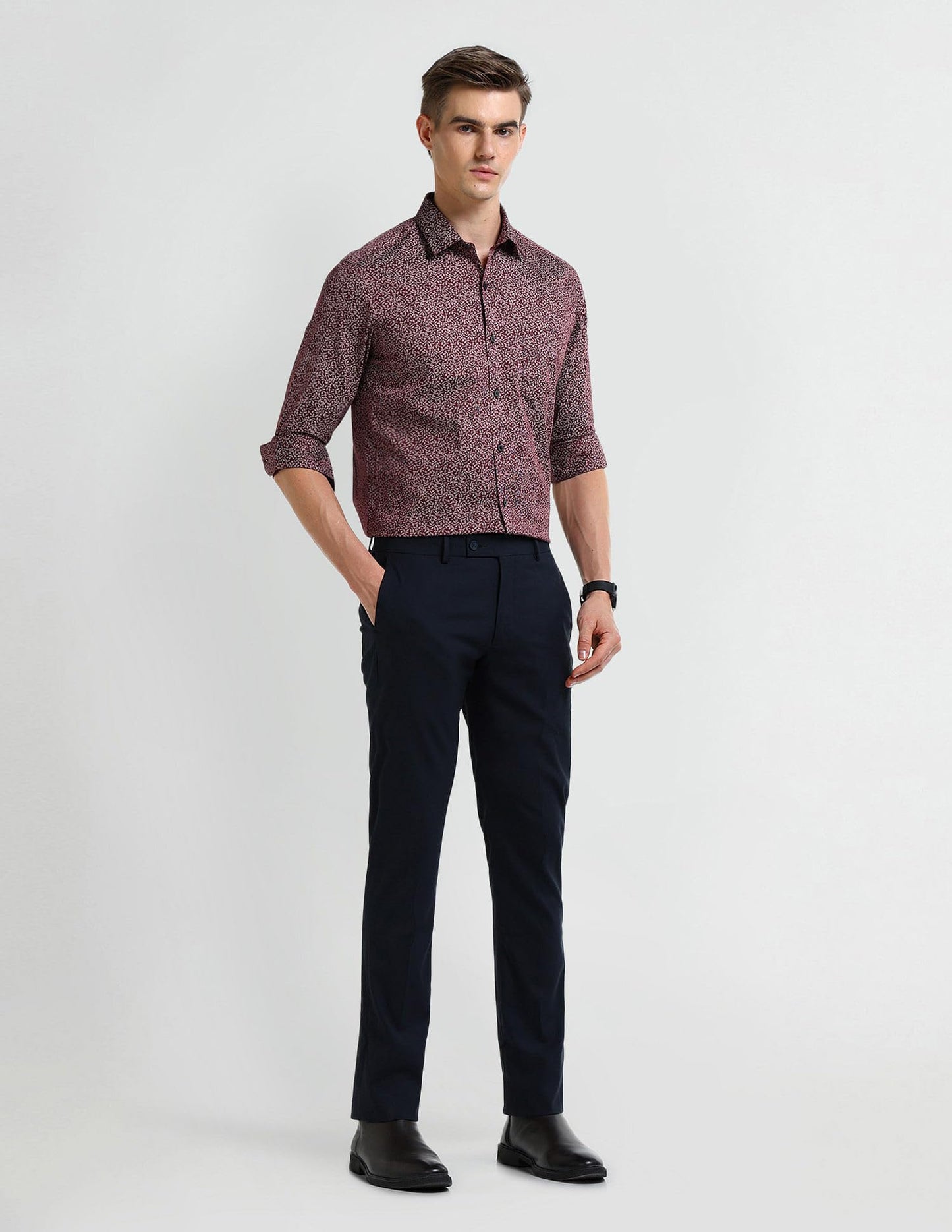 Arrow Men's Slim Fit Shirt (ARAEOSH1720_Maroon