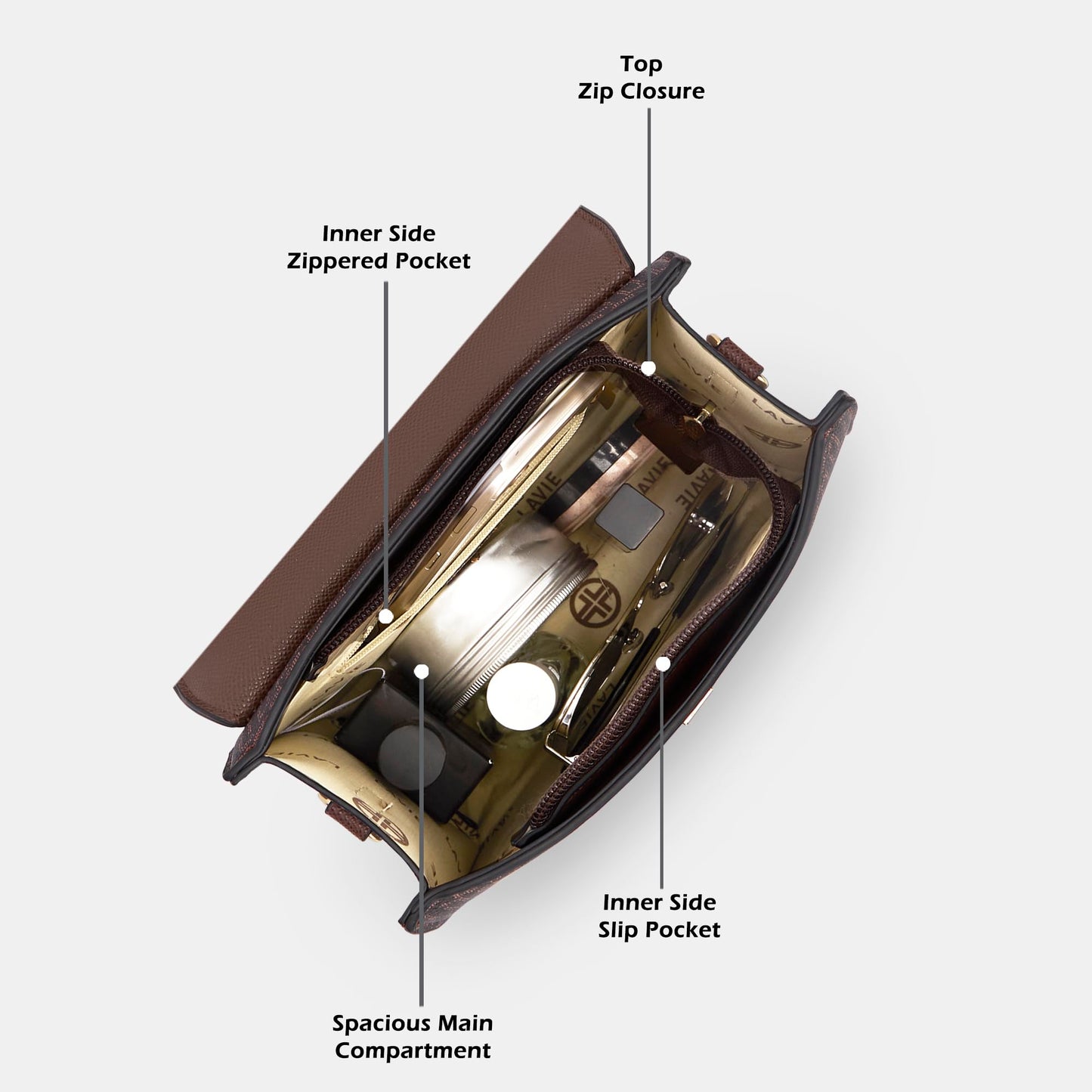 Lavie Luxe Women's Mono Ipsy25 Satchel Handbag | Satchel Bag for Work | Ladies purse | Stylish Shoulder Bag | Gift For Women