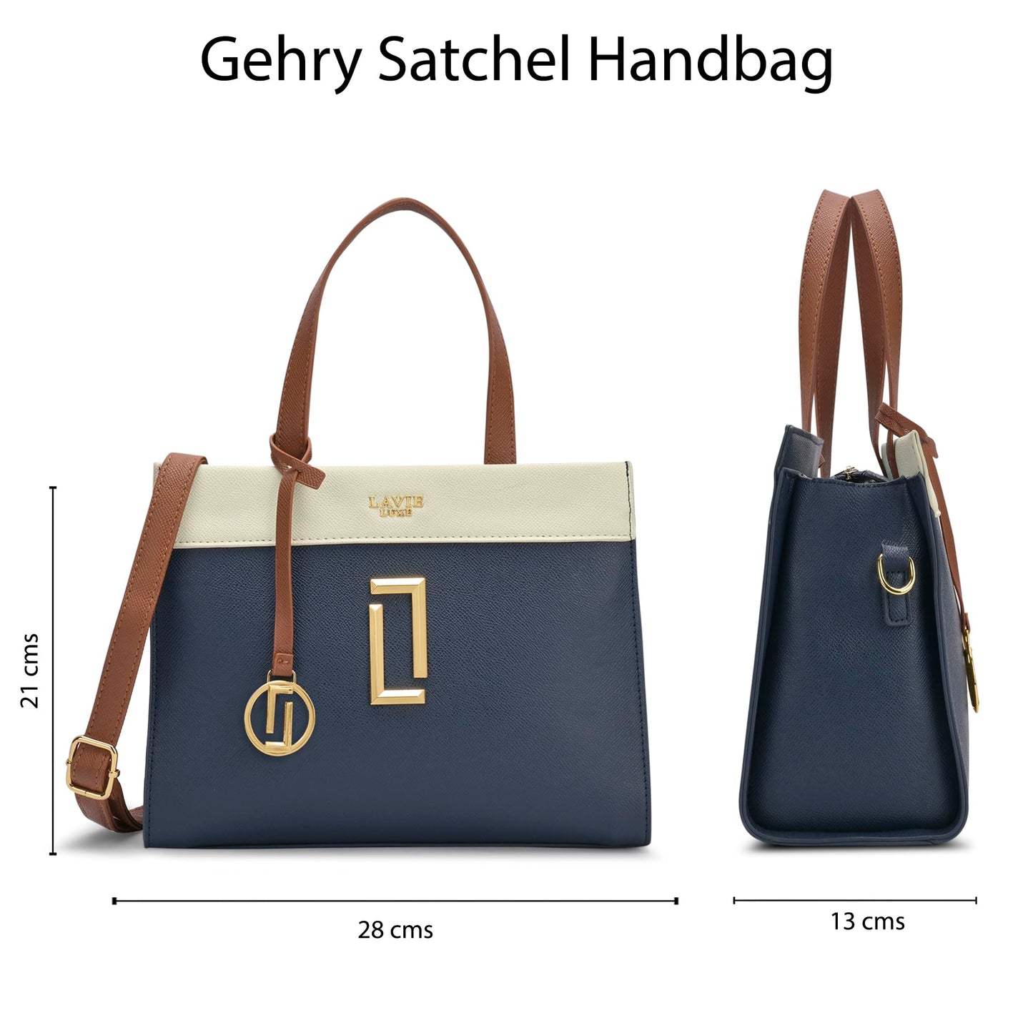 Lavie Luxe Women's Gehry Medium Solid Satchel Handbag for Women | Satchel Bag for Work | Ladies purse | Stylish Shoulder Bag | Ladies Gift