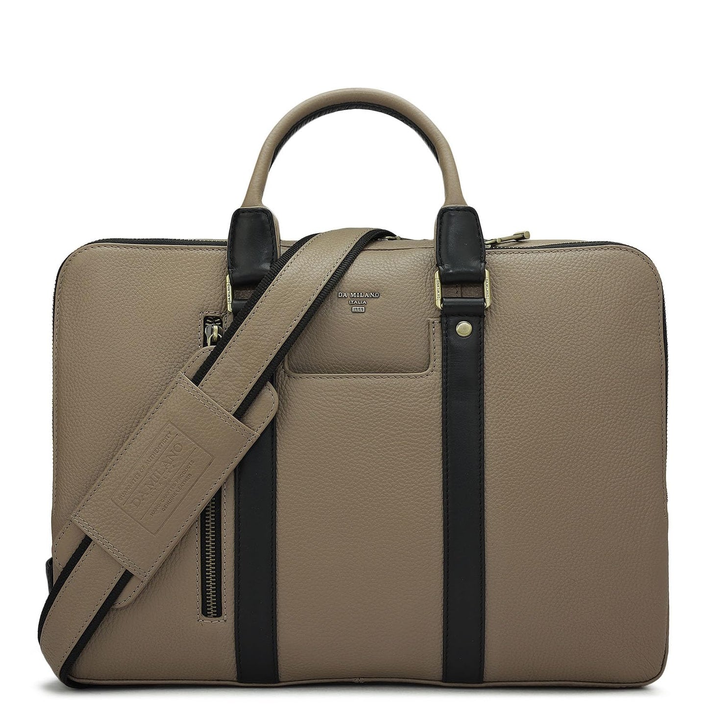 Da Milano Leather Laptop Bag for Men & for Women - Fits Upto 14" Laptop - Greyish Taupe