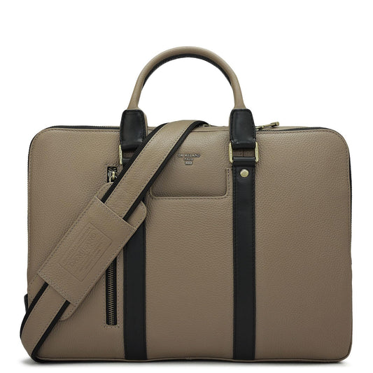 Da Milano Leather Laptop Bag for Men & for Women - Fits Upto 14" Laptop - Greyish Taupe