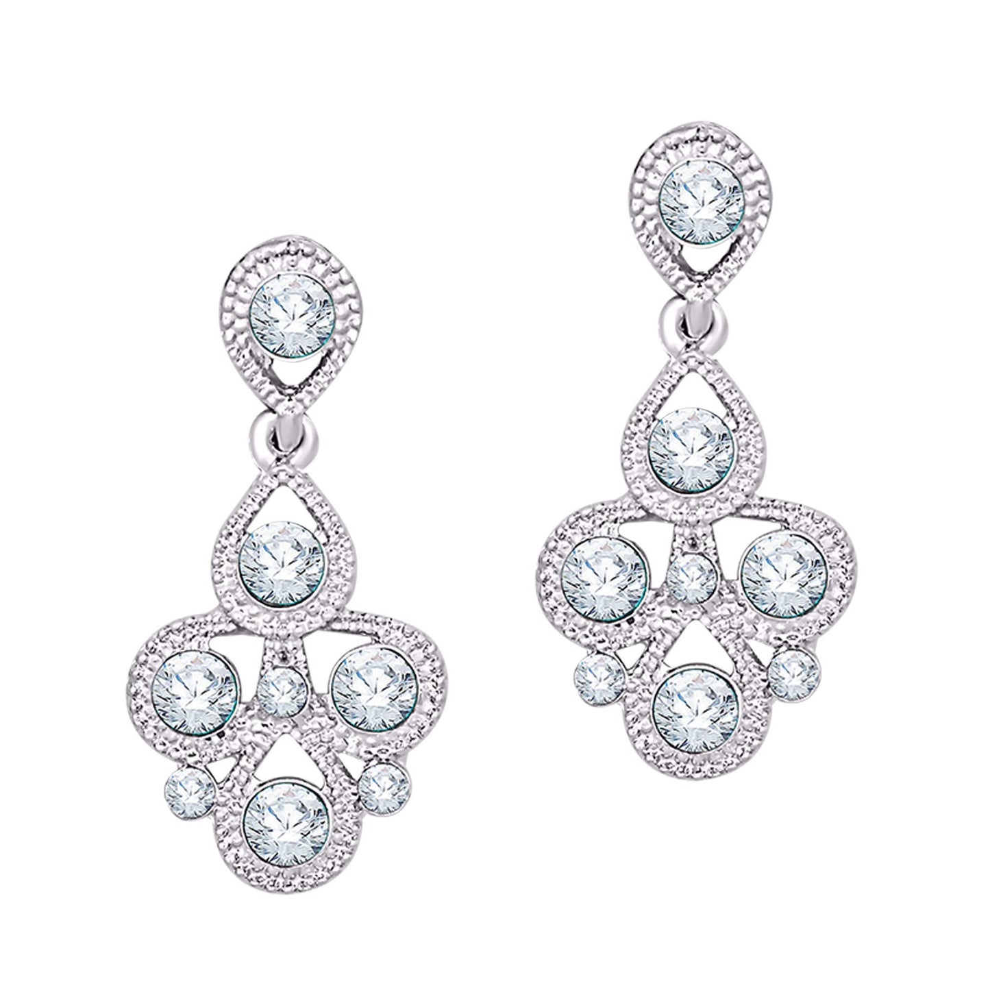 Atasi International White Diamond/Stones Silver Plated Alloy Necklace Set with Earrings for Women | Stylish Jewellery for Party, Wedding and Festive Occasions | Fashion Accessories