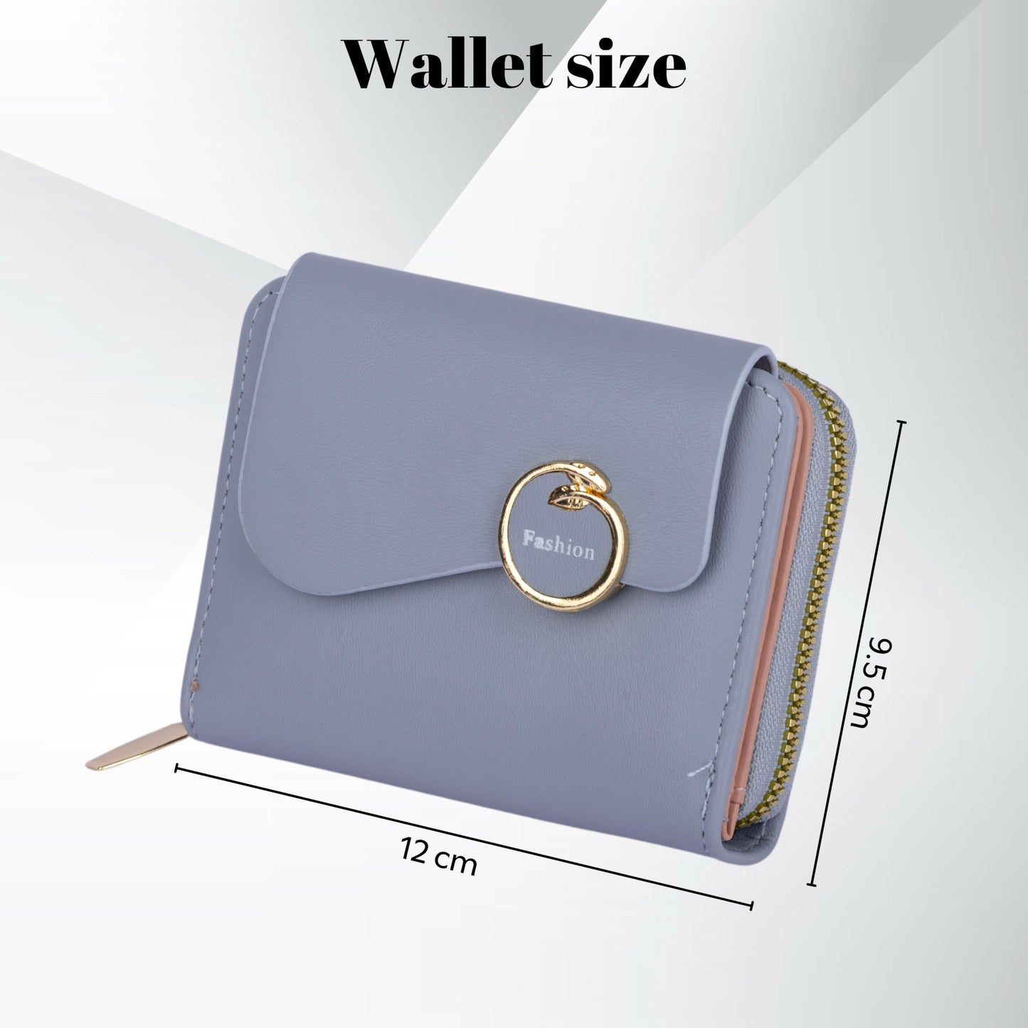 PRANIJ Small Leather Bifold Wallet for Women Fashion Compact Slim Credit Card Holder with Zipper Coin Pocket, Mini Clutch Purse for Girls (Pale Blue)