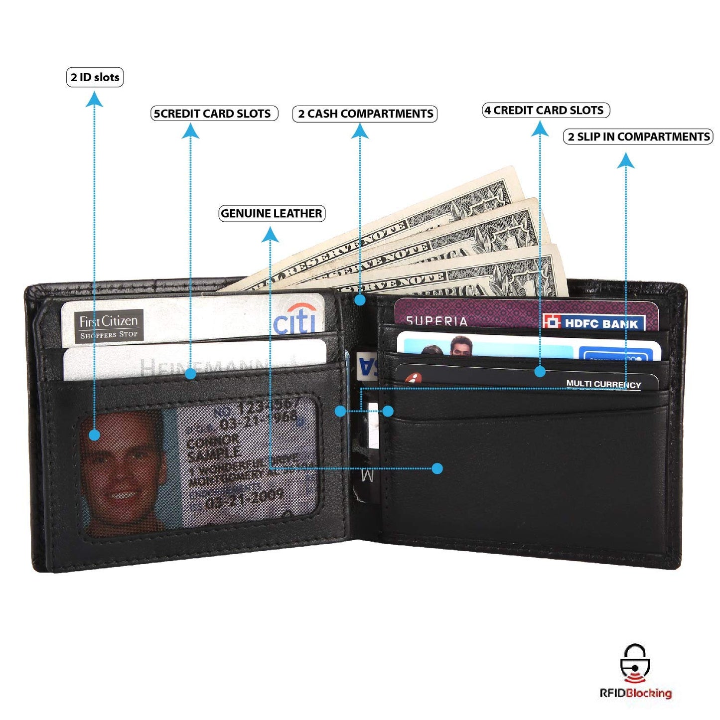 Cross Black Men's Wallet Stylish Genuine Leather Wallets for Men Latest Gents Purse with Card Holder Compartment(AC268799_3-1)