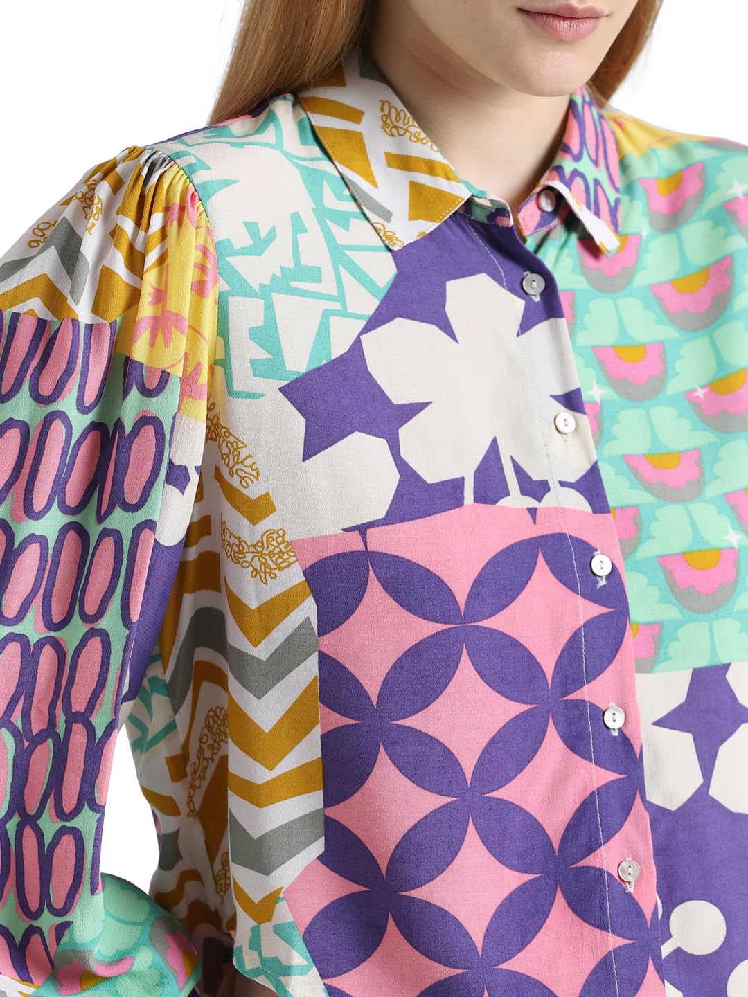 ONLY Women Printed Viscose Regular Fit Multicolor Shirt