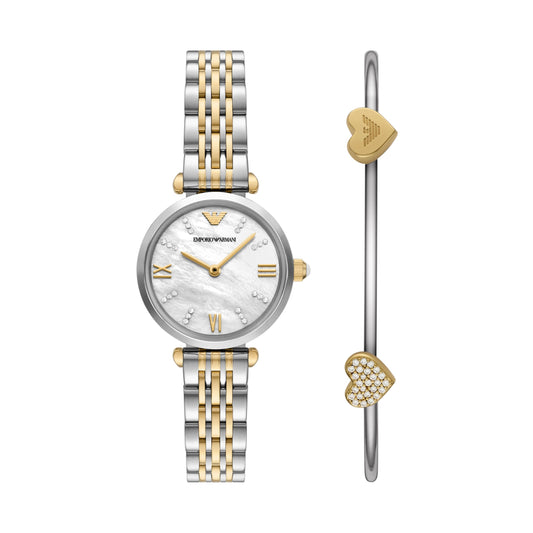 Emporio Armani Analog White Dial Women's Watch-AR80078SET