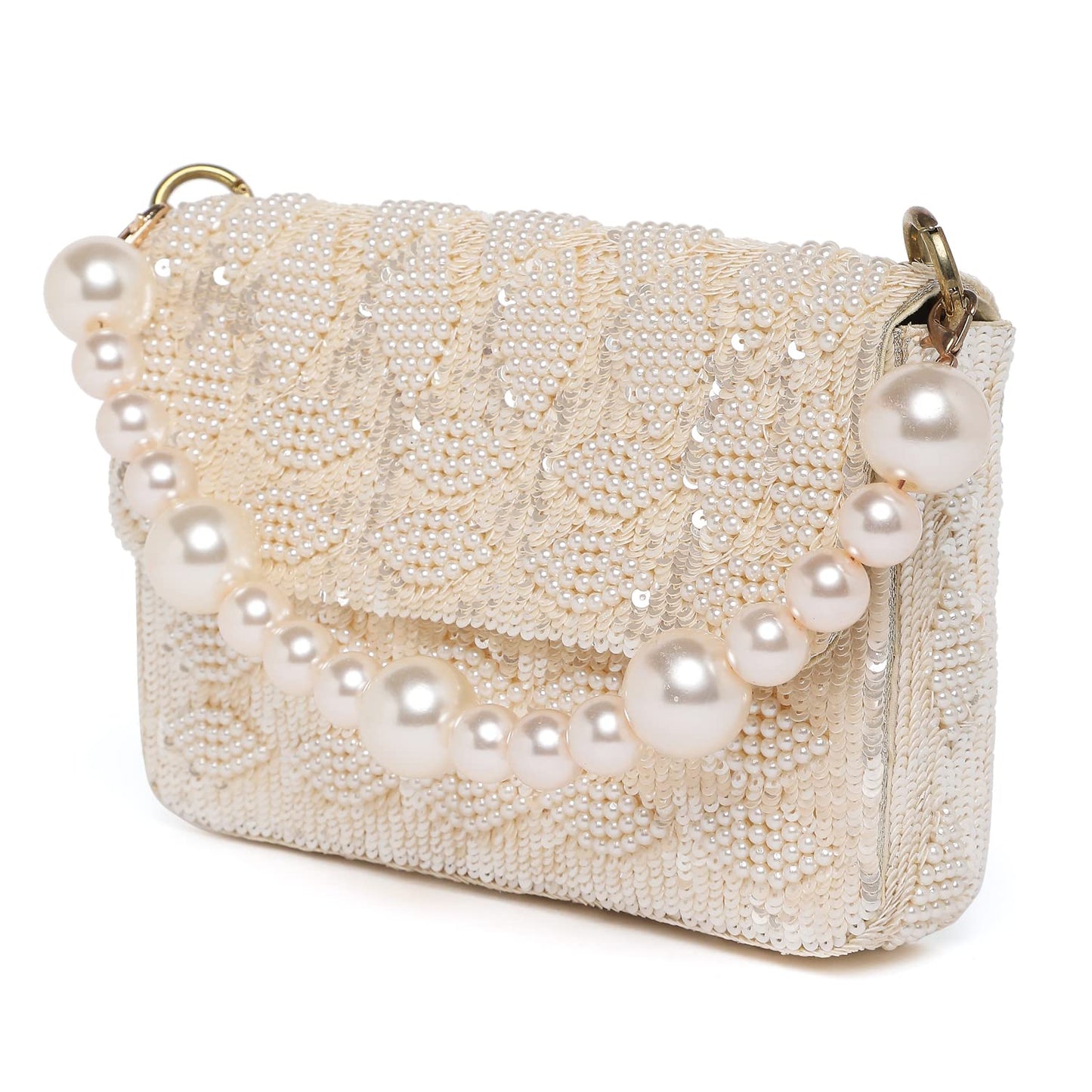 Peora Cream Clutch Purses for Women Wedding Handmade Evening Handbags Party Bridal Clutch (C54CRM)
