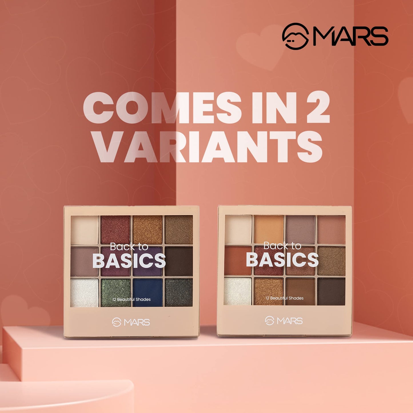 MARS 12 Shades Back to Basics Eyeshadow Palette with Free Applicator | Matte | Shimmer | Beginner Friendly & Long Lasting Eye Shadow Palette (14.4 gm) (Shade-02)