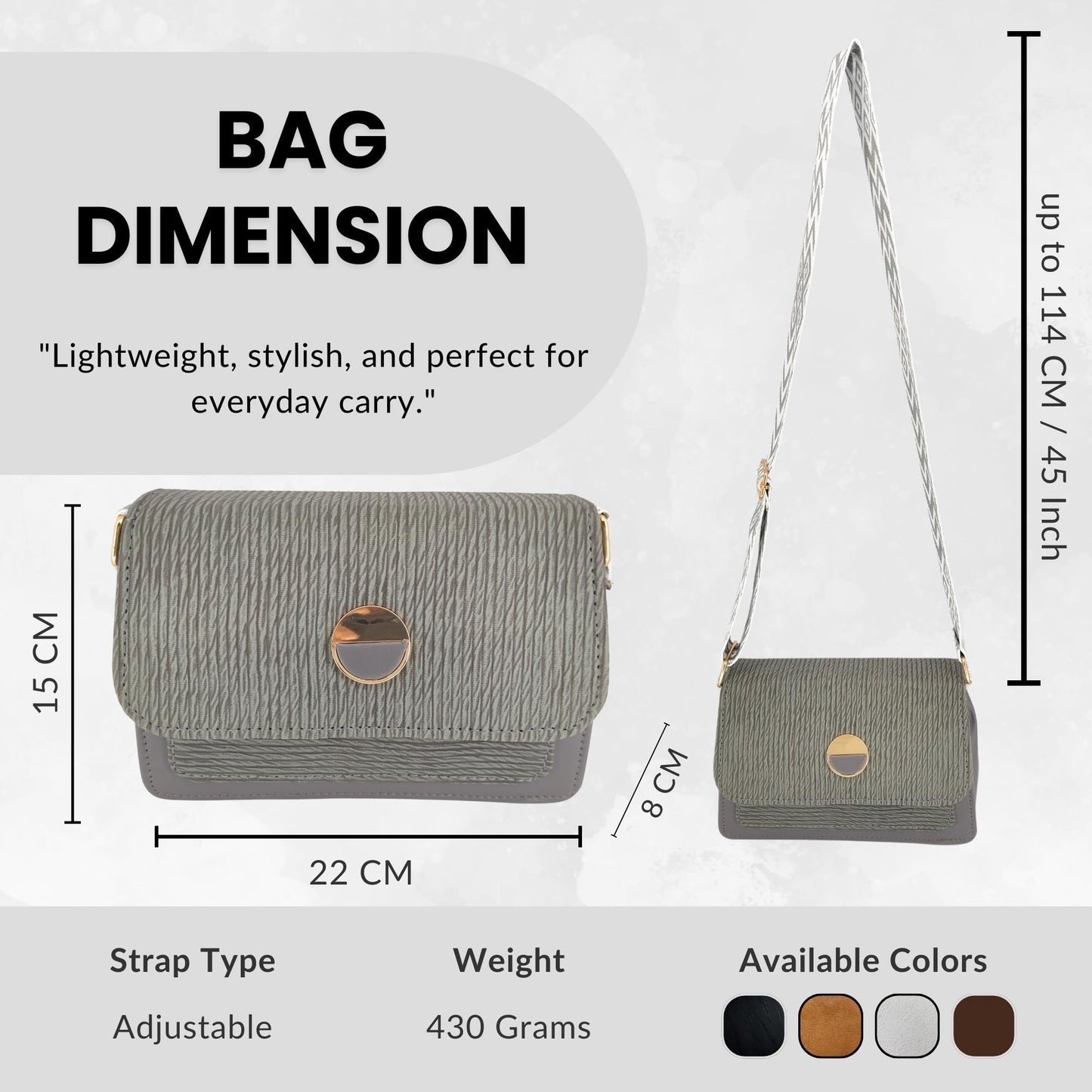 ITALISH Women Crossbody Sling Bag with Adjustable Strap & Lightweight (Grey)