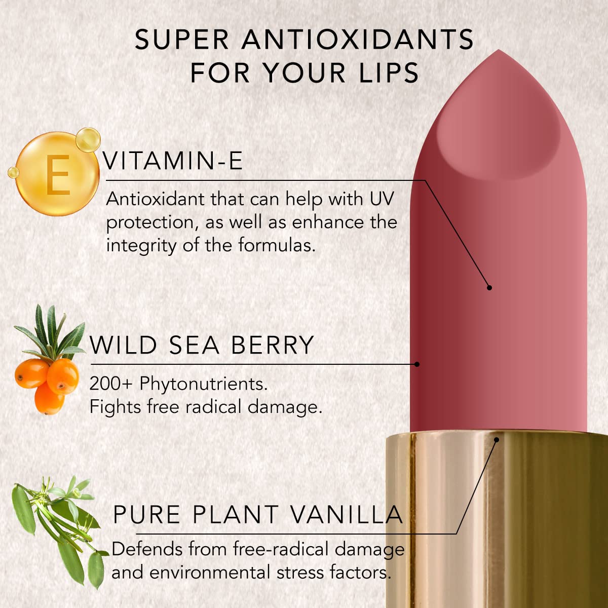 DAUGHTER EARTH Gypsy Rose Natural Lipstick|Vegan Plant Based Highly Pigmented Lip Color|Long Lasting Creamy Velvet Phytonutrient Lip Stick With Vitamin E&Bakuchiol|Natural With UV Protection|4g