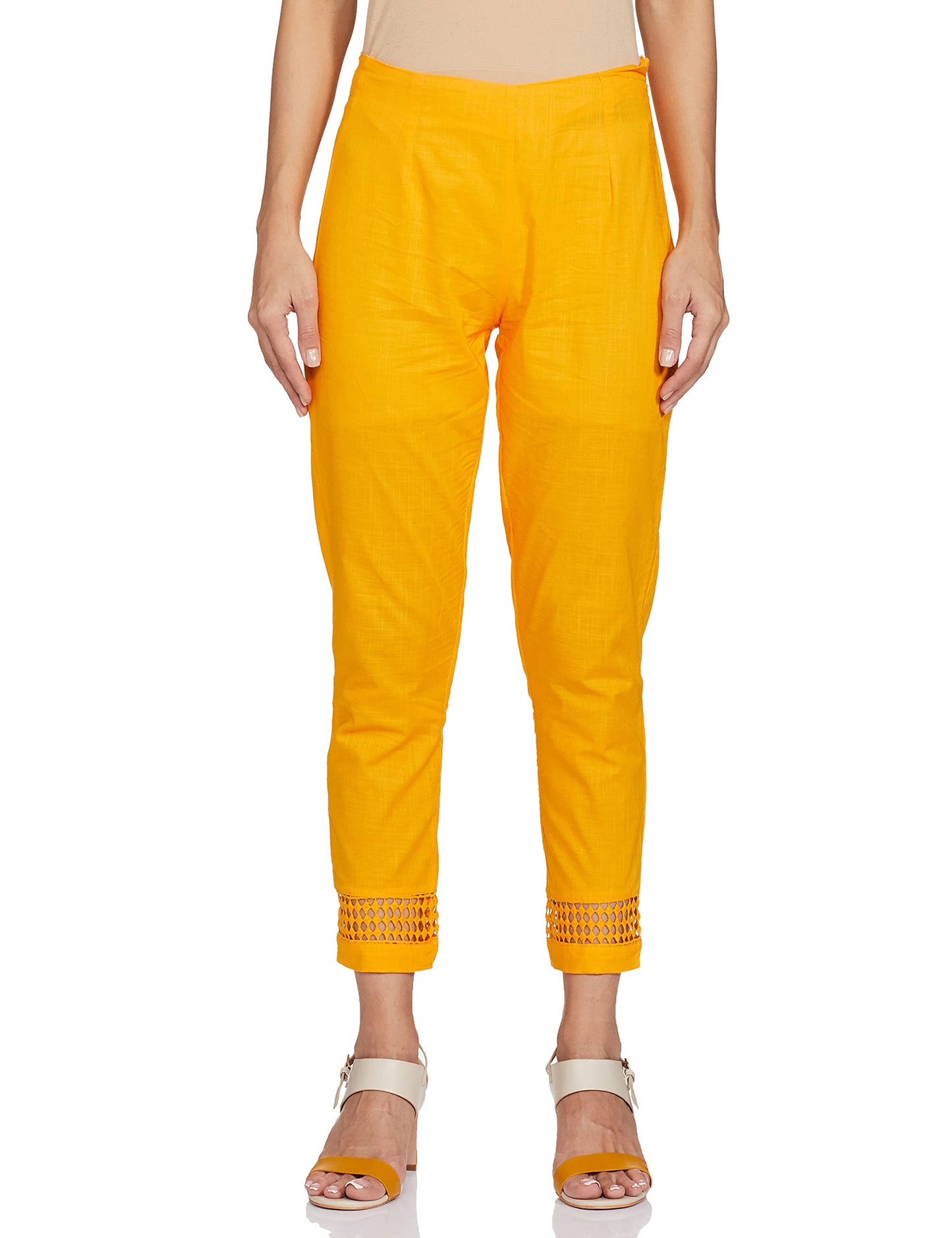 BIBA Cotton Women's Printed Narrow Salwar Kurta Dupatta(Skdikat Bag7483_Yellow_34)