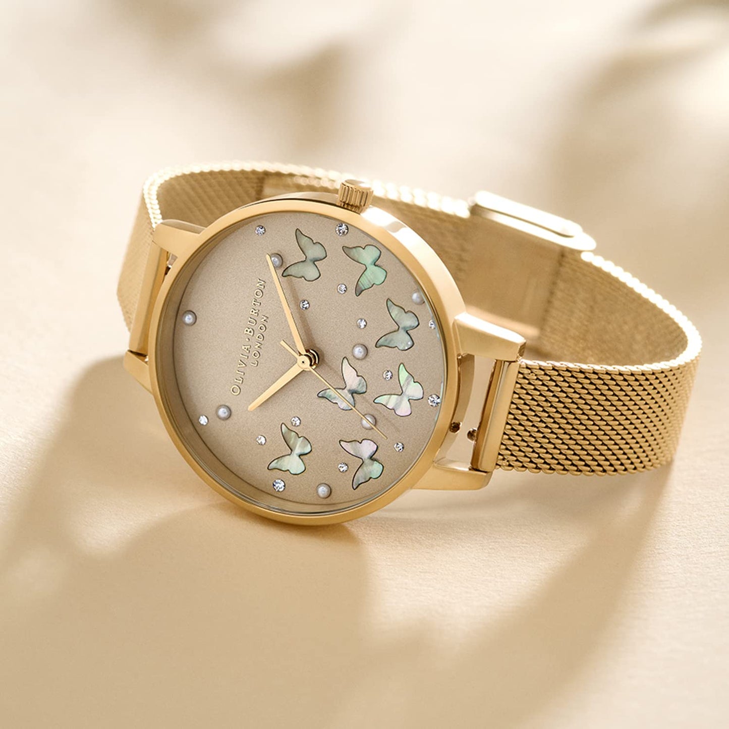 Olivia burton Sparkle Butterfly Analog Gold Dial Women's Watch-OB16MB37