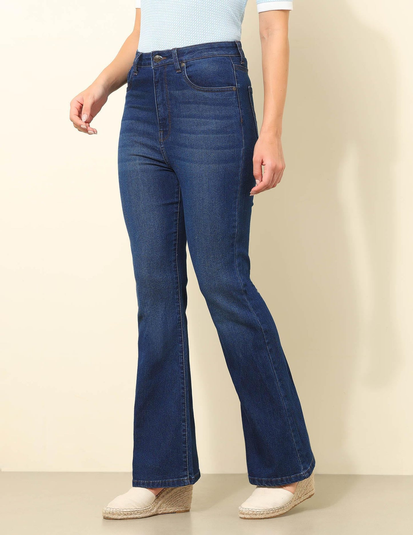 U.S. Polo ASSN. Ultra-High Rise Flared Fit Jeans (UWSS25JEN328_Blue_36)