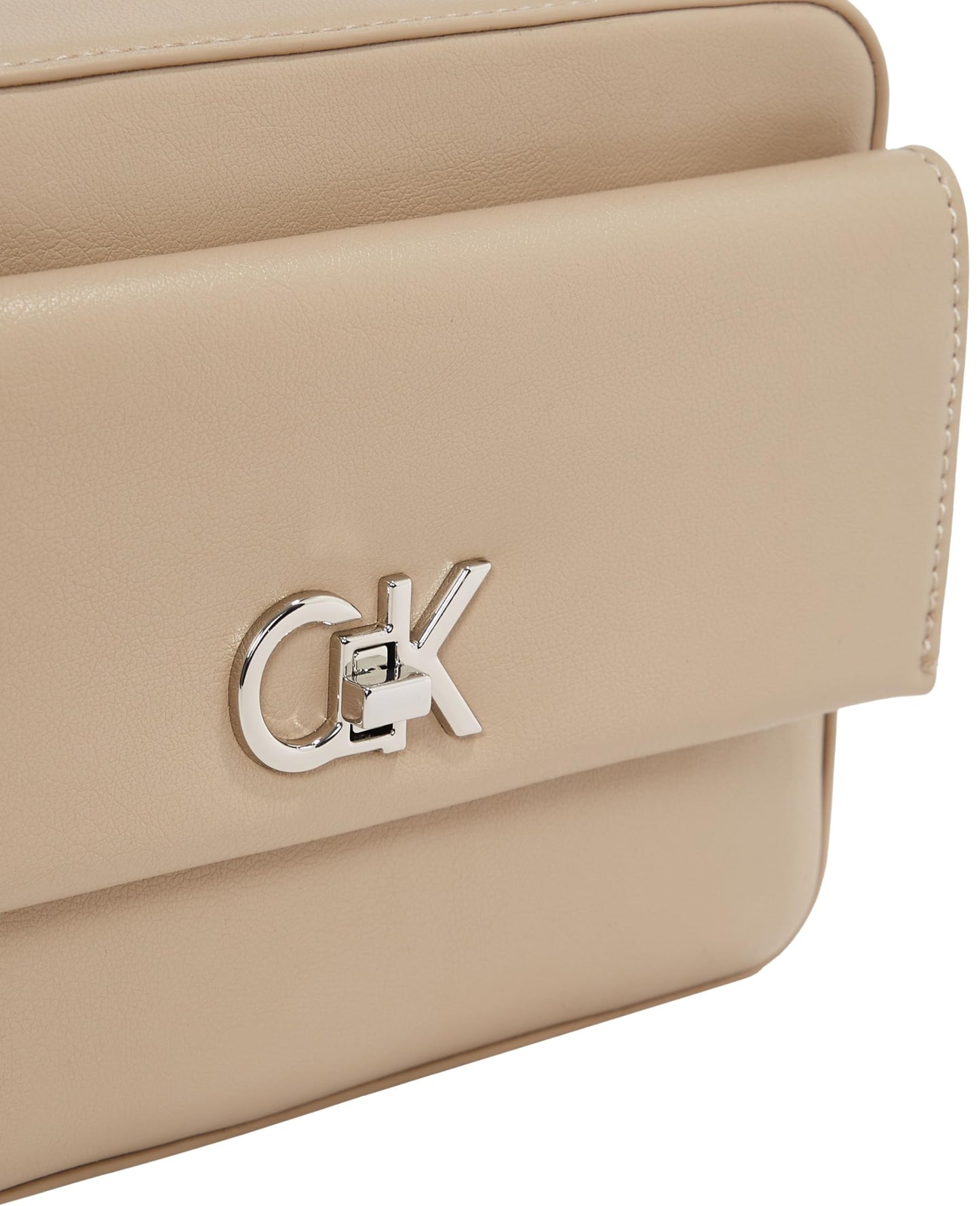 Calvin Klein Solid Beige Polyester Sling Bag