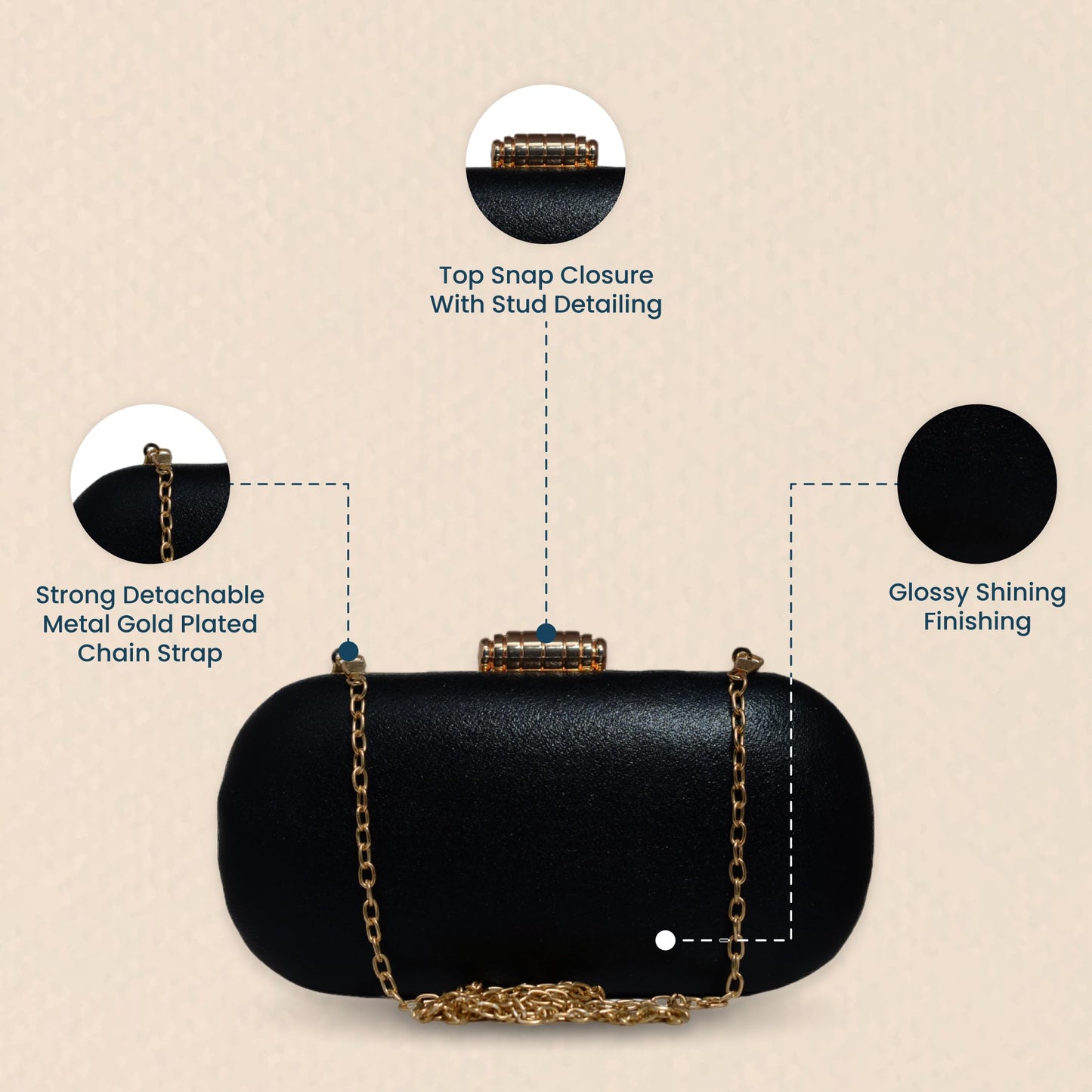 Artklim Shimmery Party Clutch Bag For Women (Black)