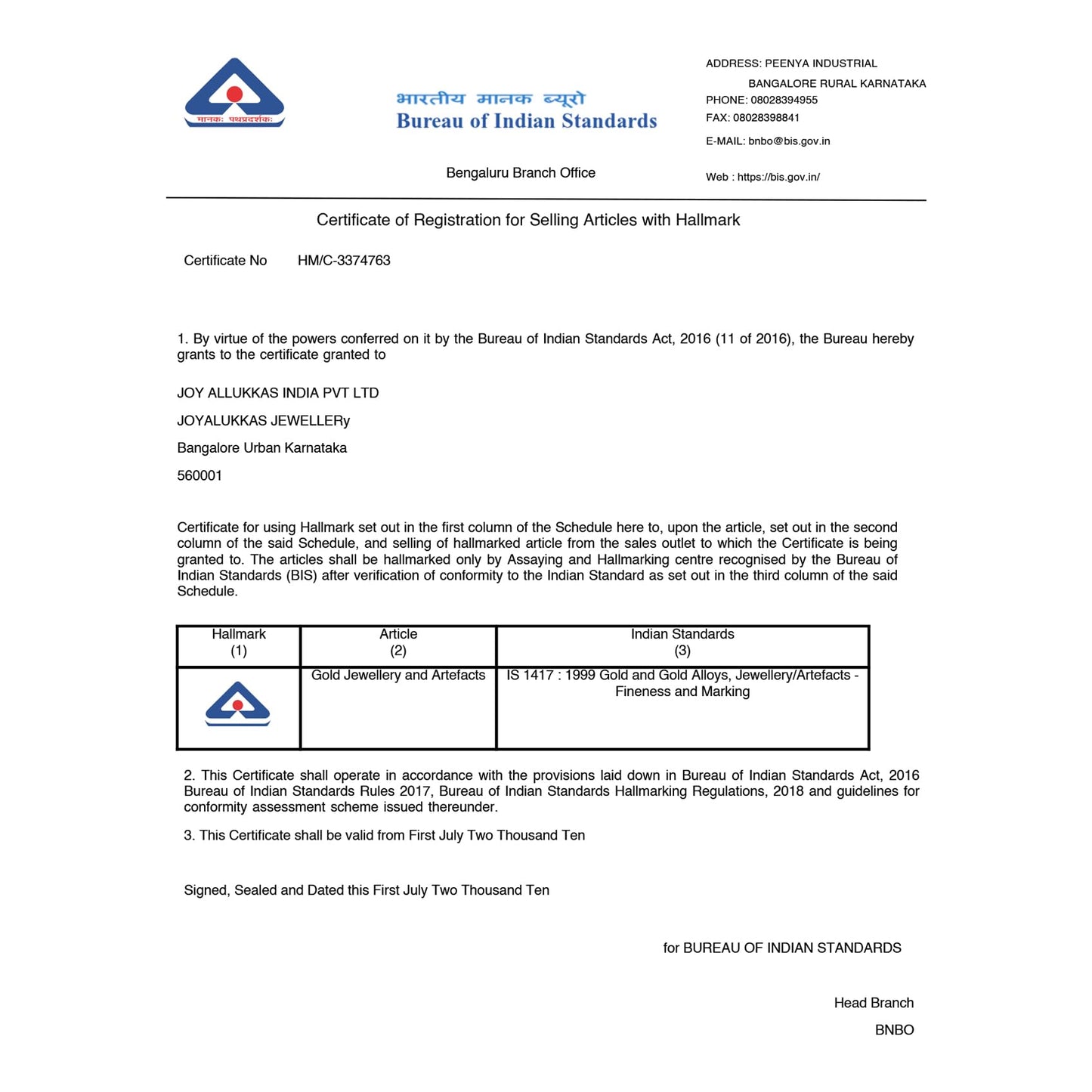 Joyalukkas 22k Yellow Gold Jhumki Earrings for Women