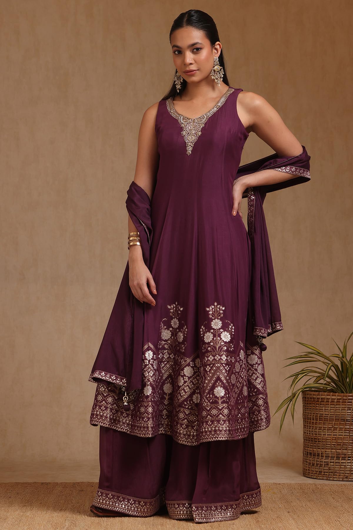 Soch Women's Chinon Gown (OWS5CD21742_Purple