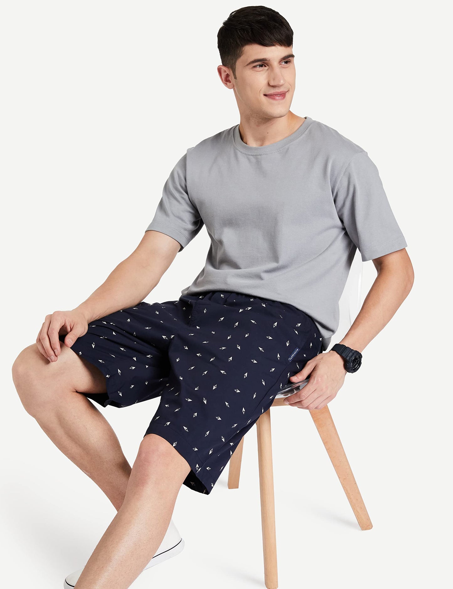 Van Heusen Athleisure Men's Cotton Lounge Shorts (8907670959145_50061_Small_Asp-02)