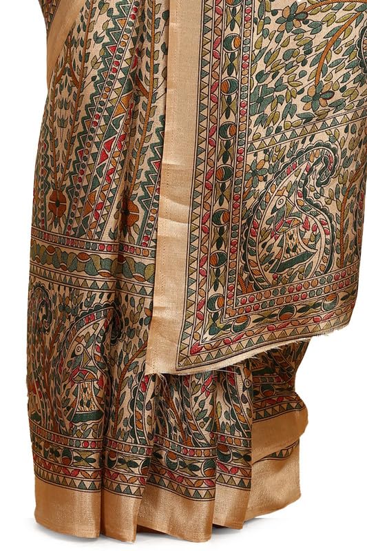 Soch Womens Green Art Silk Paisley Print Saree