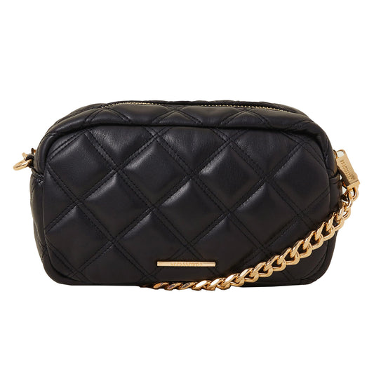 Accessorize London Women's Black Quilted Chunky Chain Camera Bag