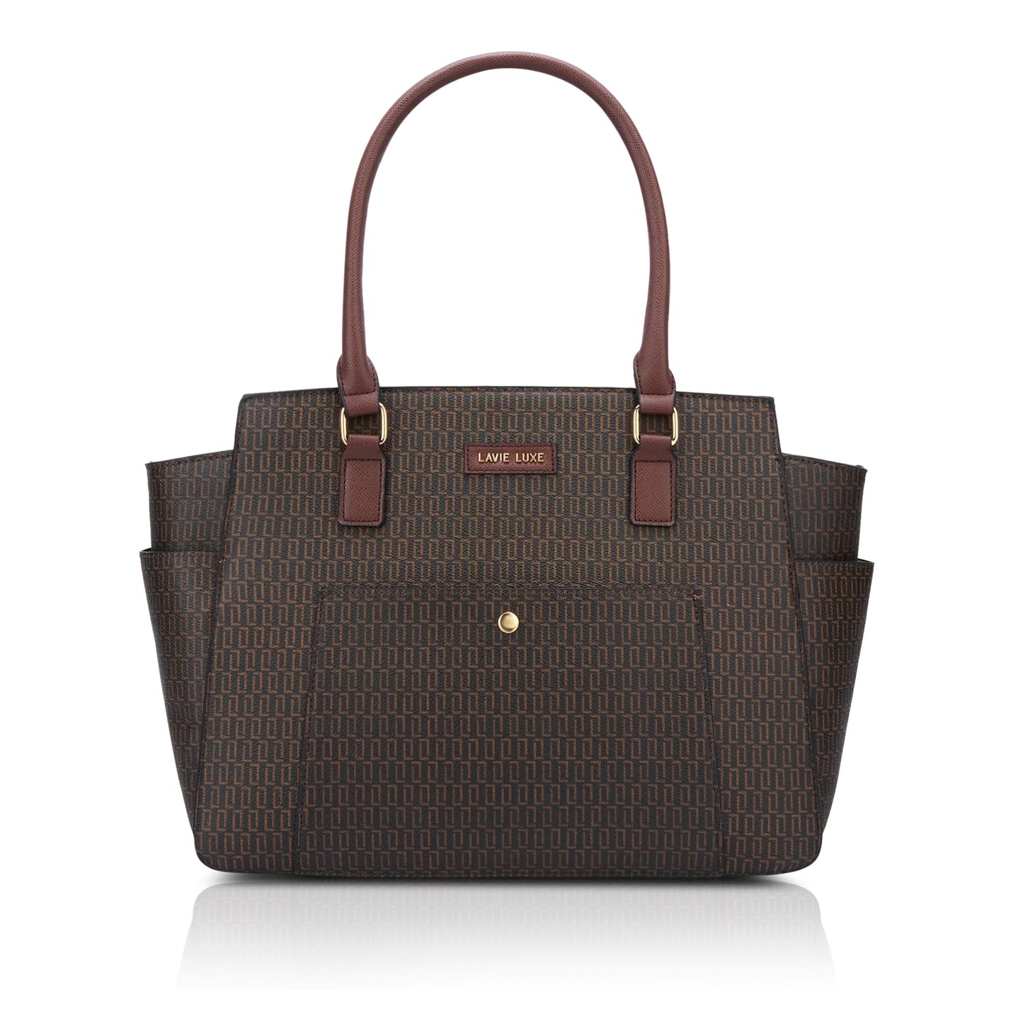 Lavie Luxe Women's Mono Kelly Monogram Print Tote Laptop Handbag for Women | Fits Upto 15 Inch Laptop | Tote Laptop Bag for Work | Ladies purse | Stylish Shoulder Bag | Gift For Women